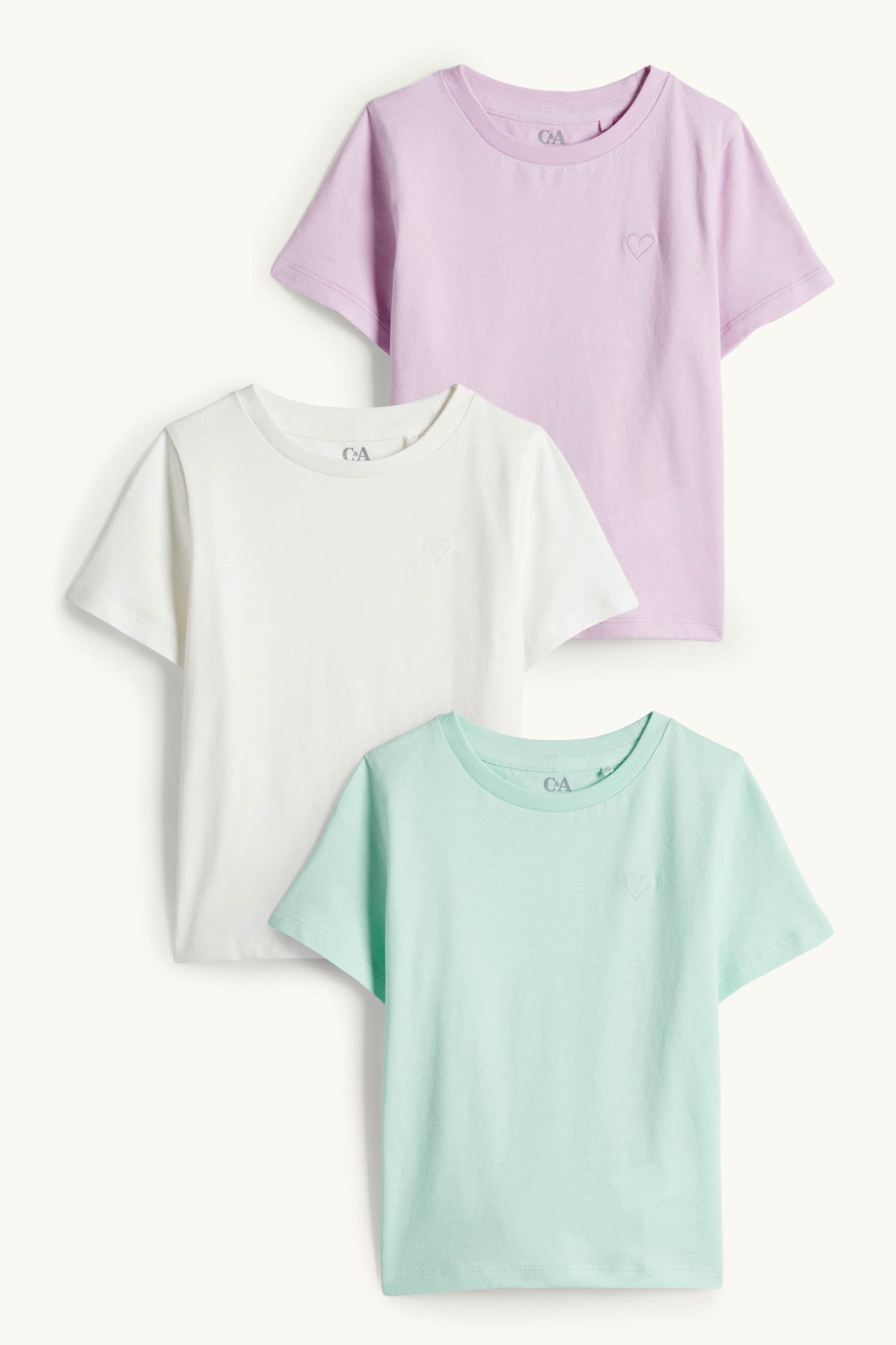 Multipack of 3 - heart - short sleeve T-shirt green / rose