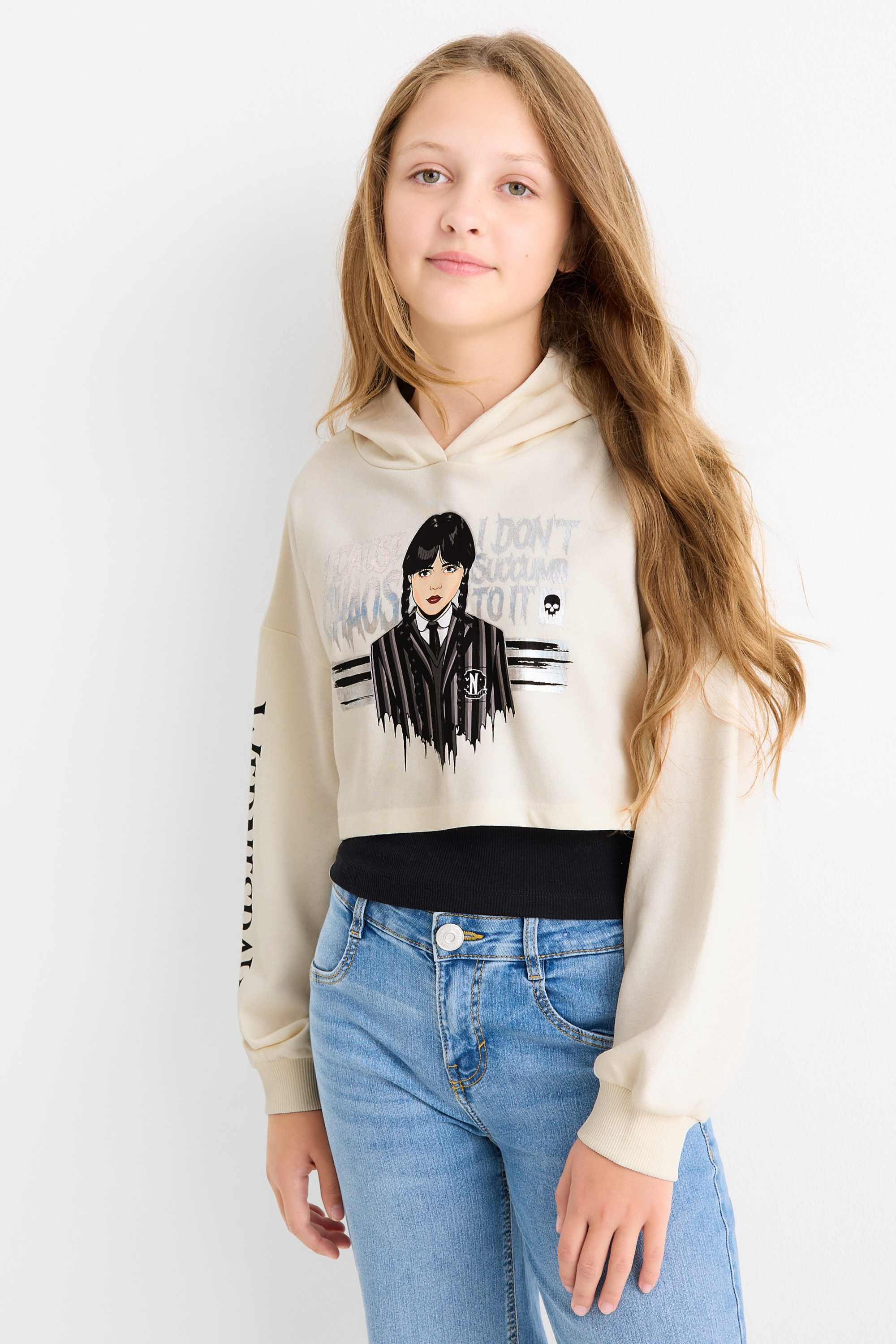 Wednesday - set - hoodie and top - 2 piece white