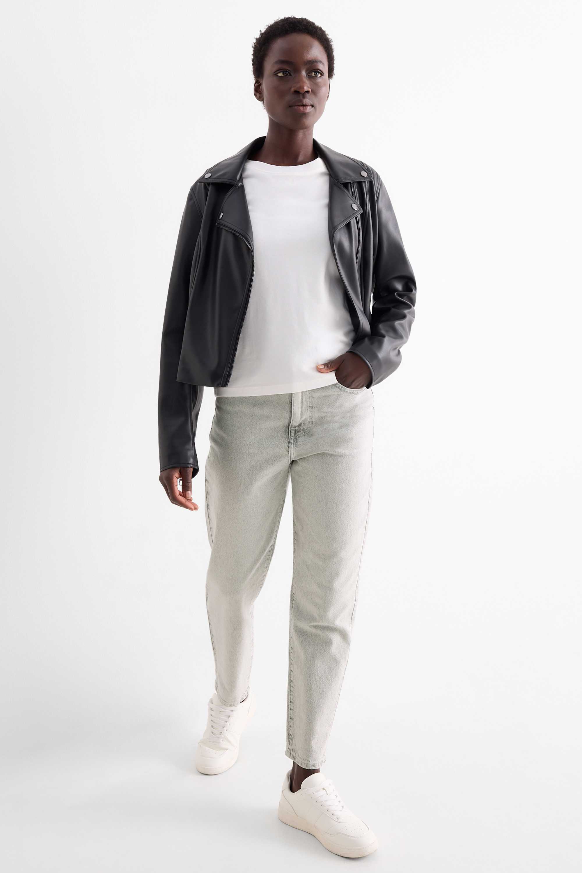 Mom jeans - high waist - LYCRA® denim-light gray