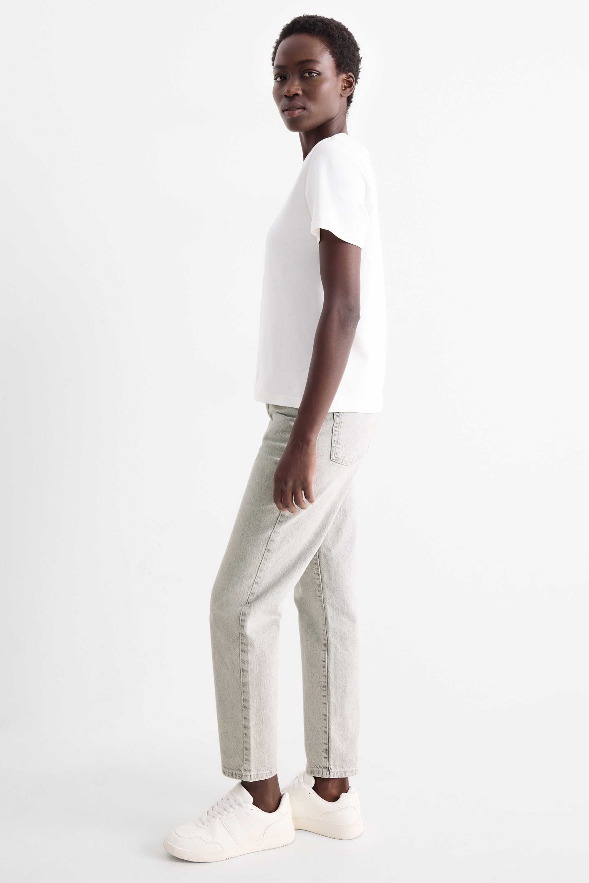 Mom jeans - high waist - LYCRA® denim-light gray