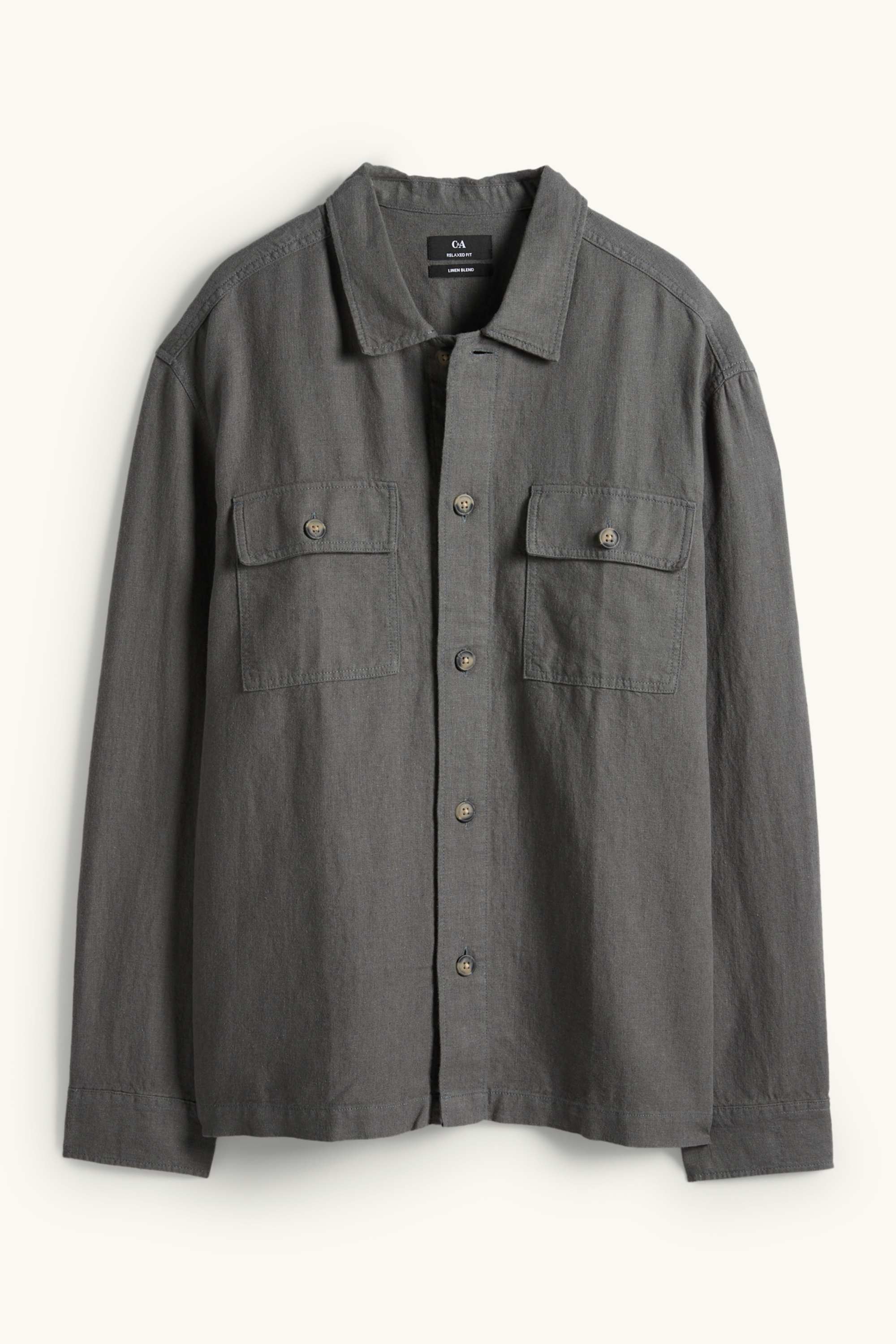 Shirt jacket - regular fit - kent collar - linen blend green