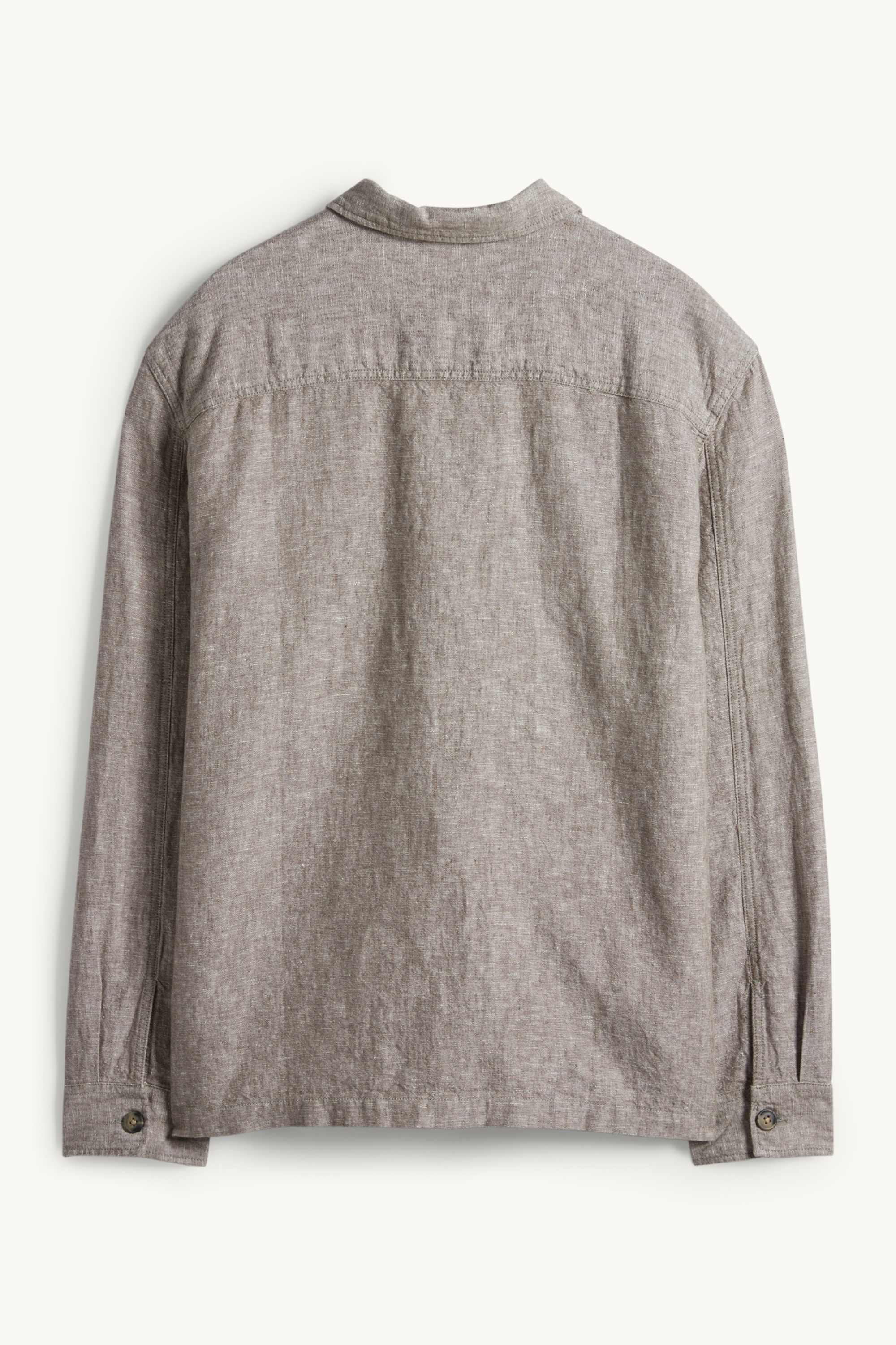 Shirt jacket - regular fit - kent collar - linen blend gray-melange