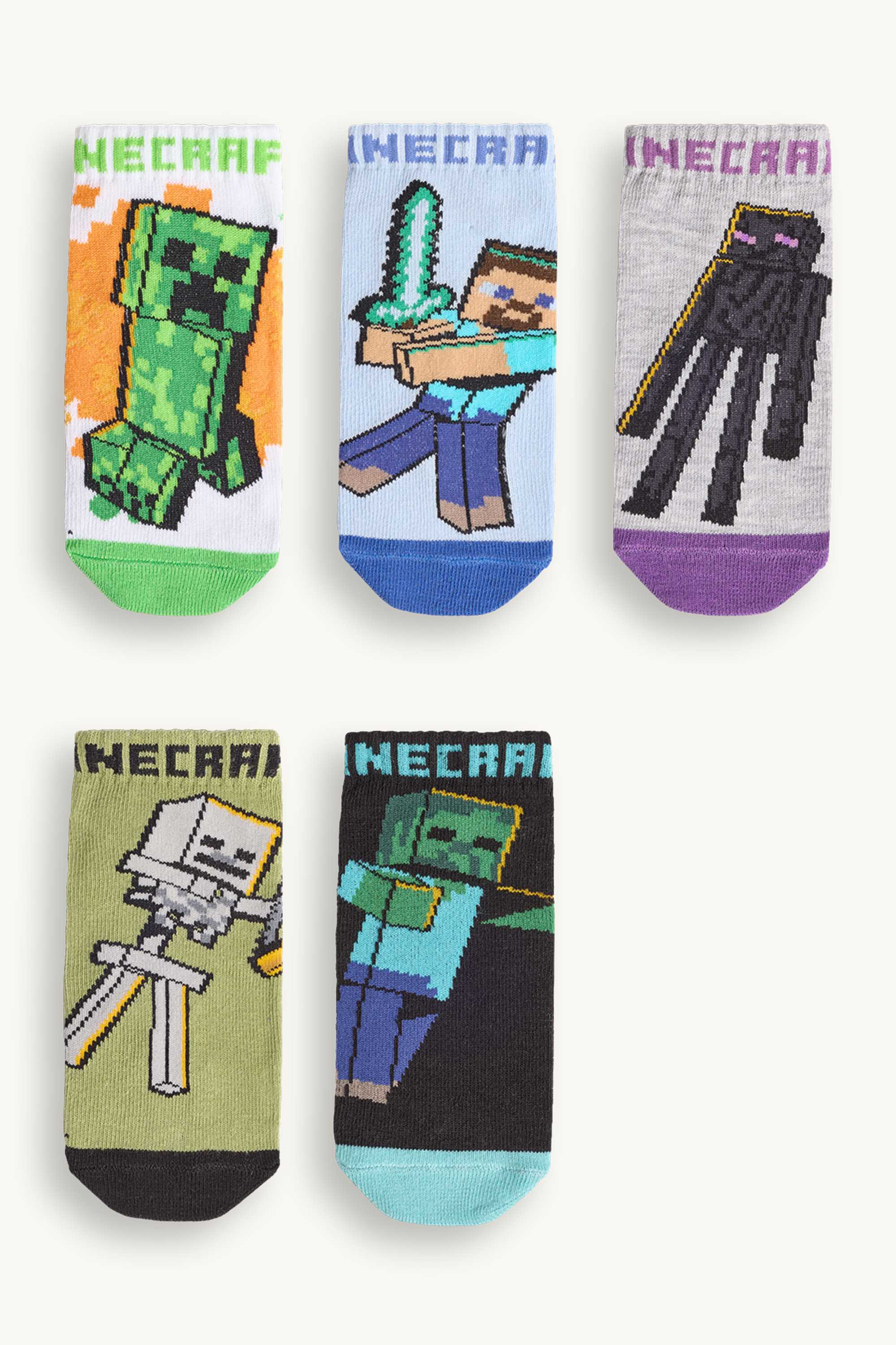 Multipack of 5 - Minecraft - socks with motif blue