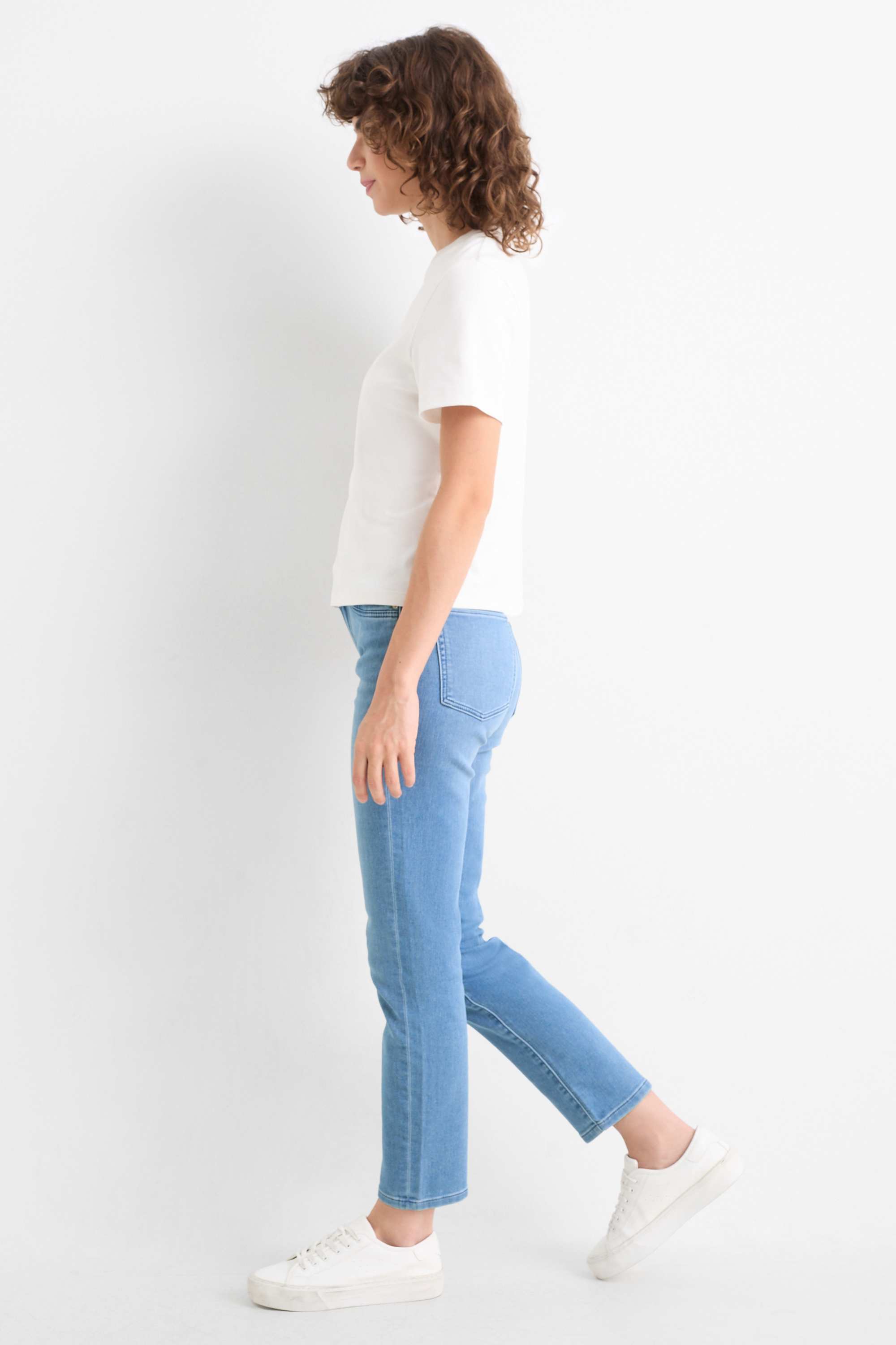 Slim jeans - mid-rise waist - jog denim light blue