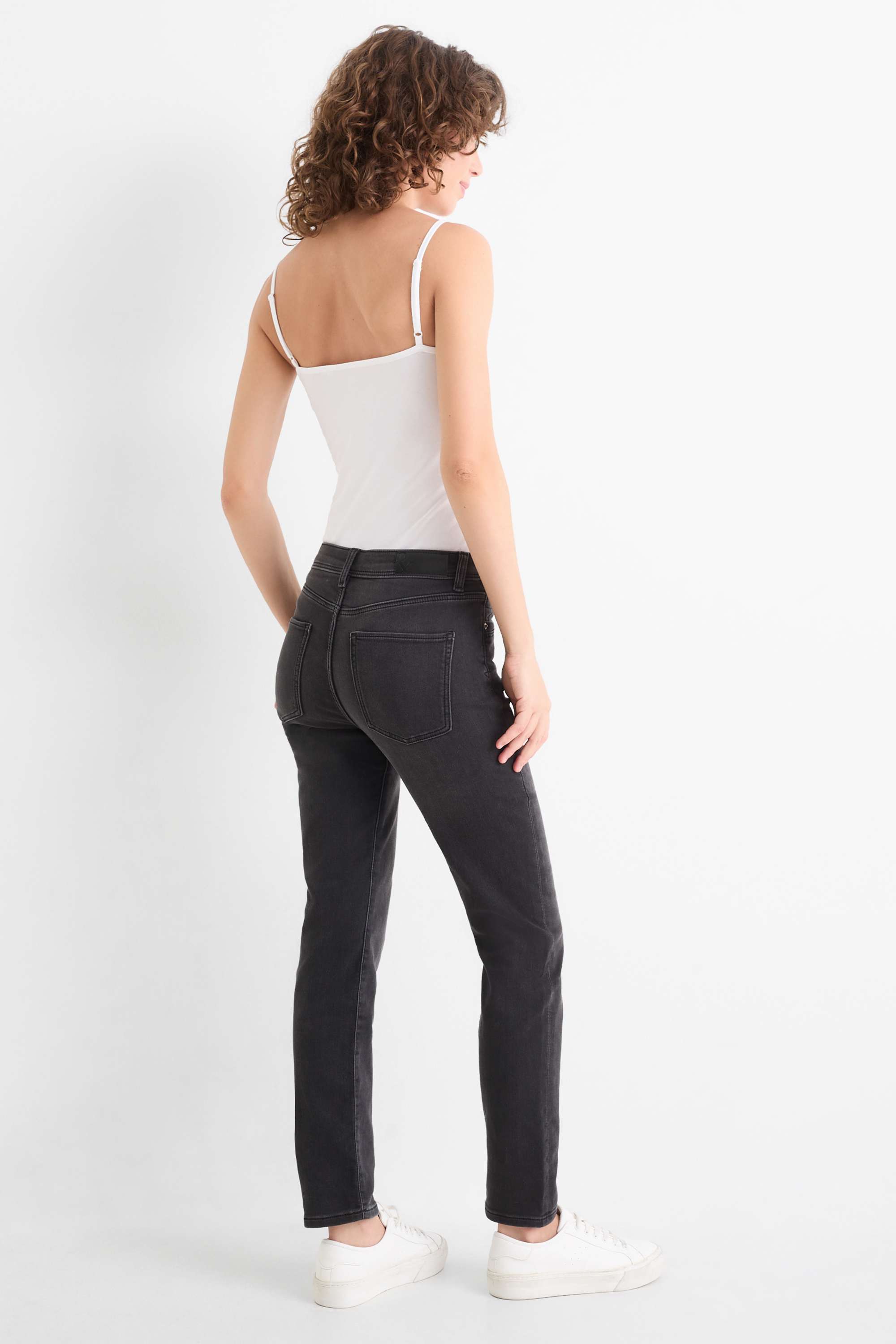Slim jeans - mid-rise waist - jog denim denim-dark gray