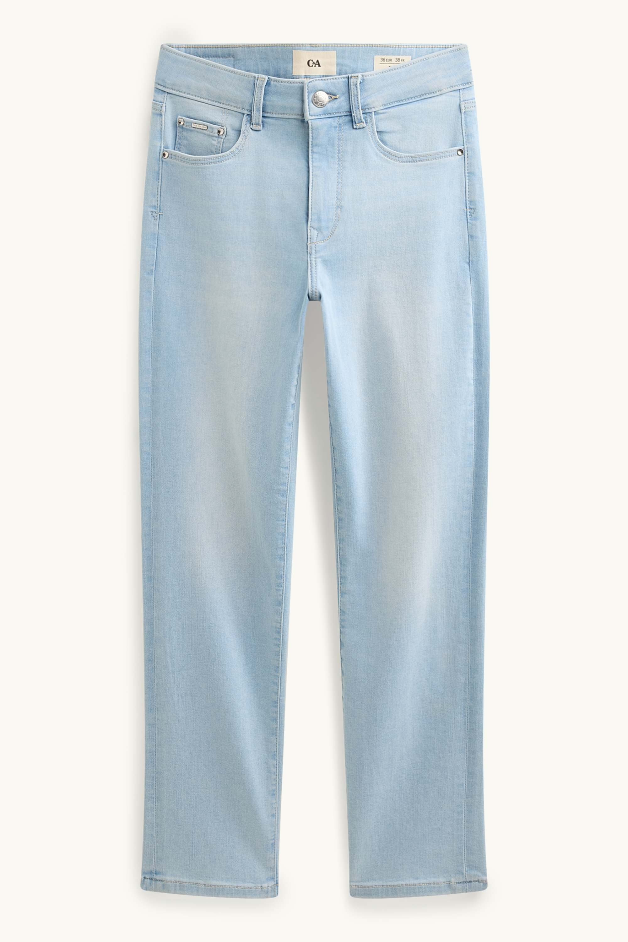 Cropped slim jeans - mid-rise waist denim-light blue