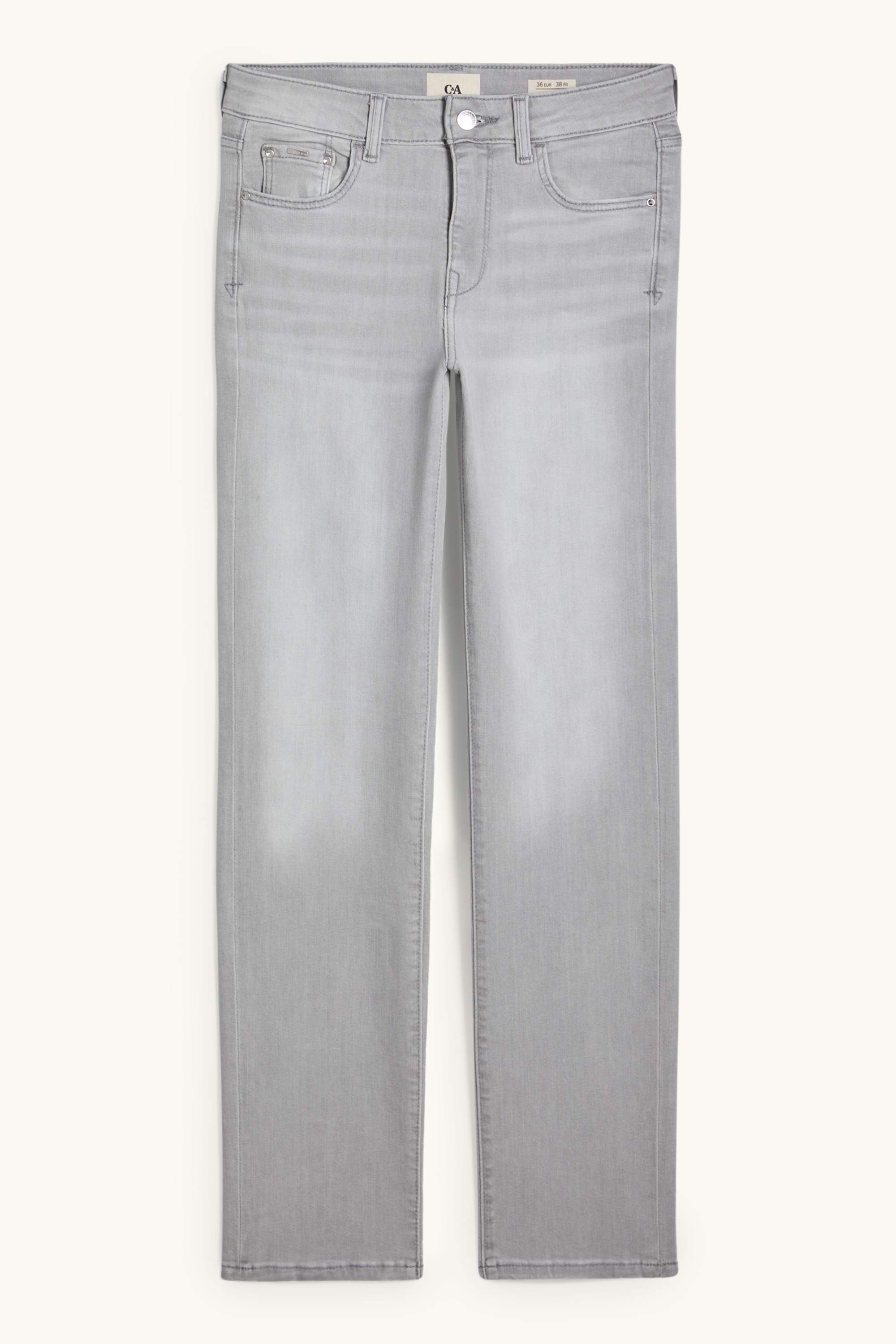 Straight jeans - mid-rise waist - LYCRA® denim-light gray