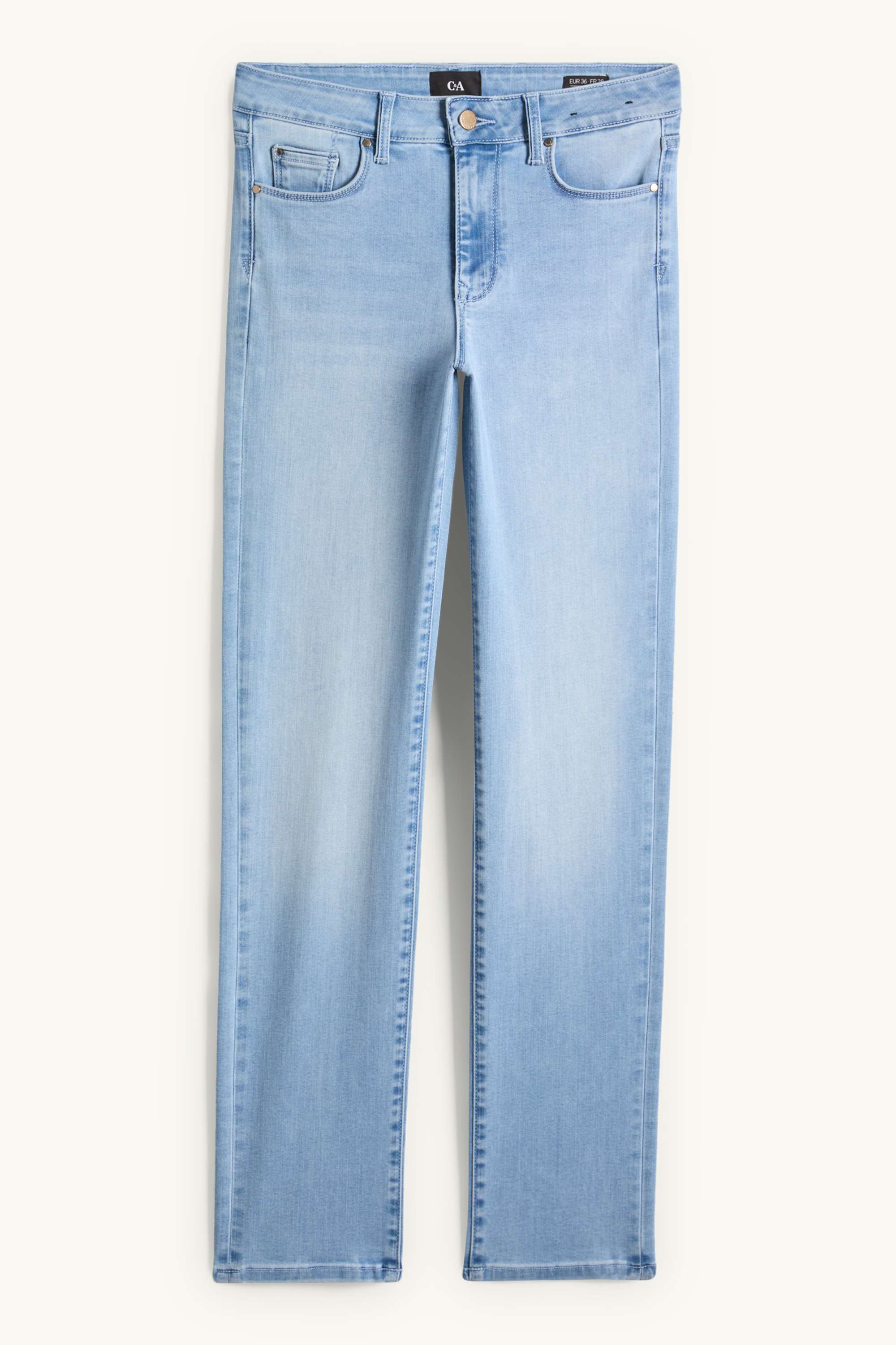 Straight jeans - mid-rise waist denim-light blue