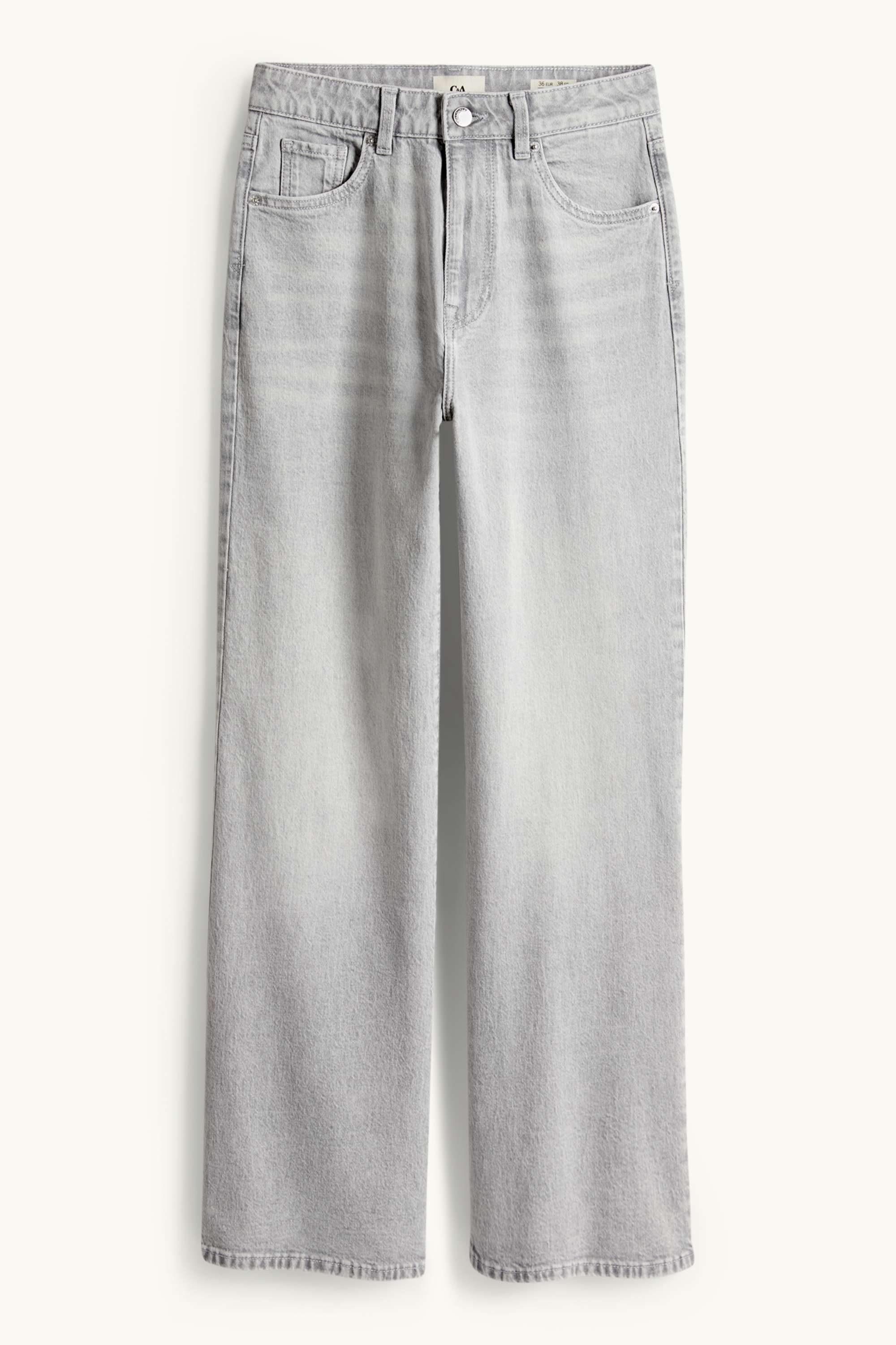 Wide leg jeans - high waist denim-light gray