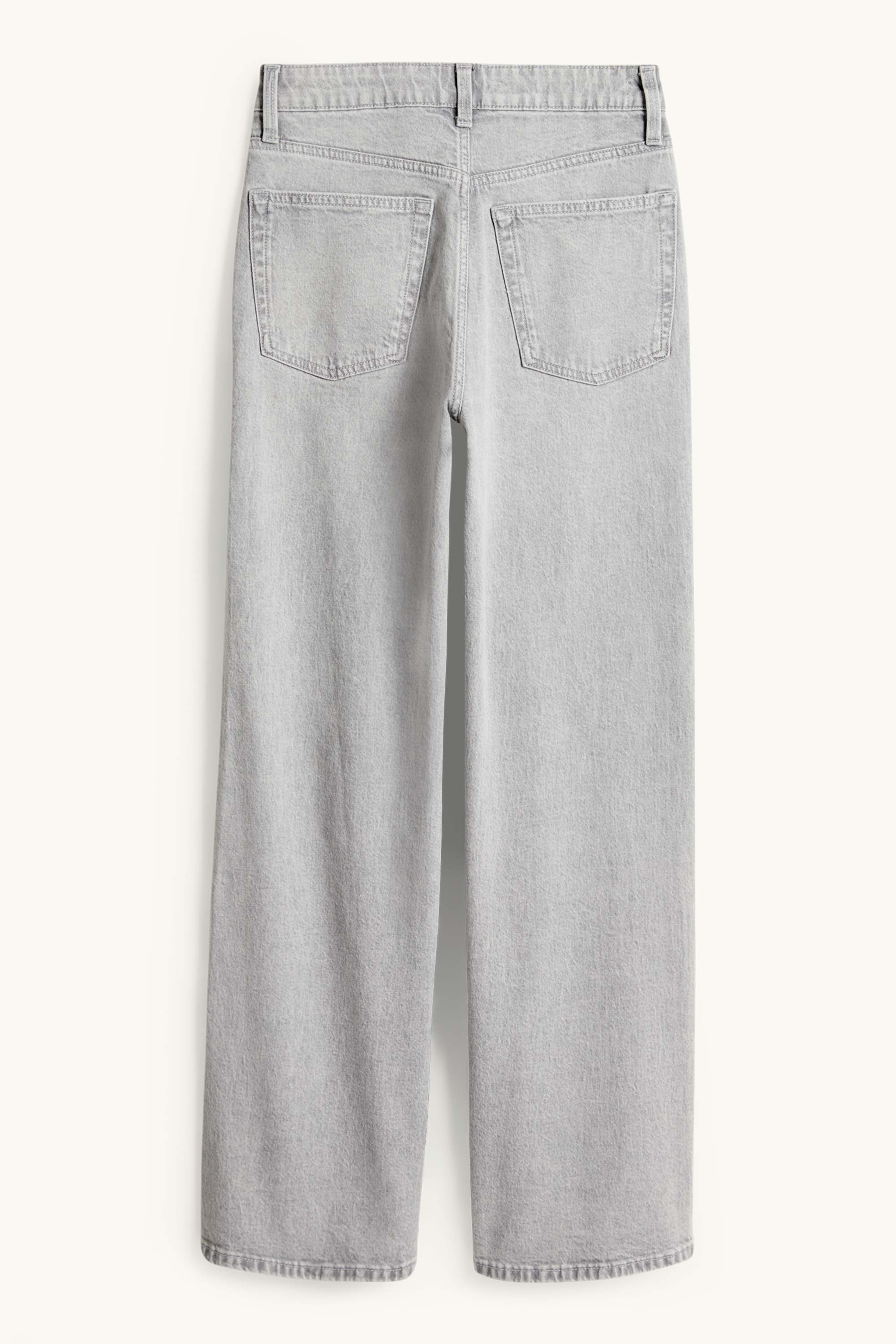 Wide leg jeans - high waist denim-light gray