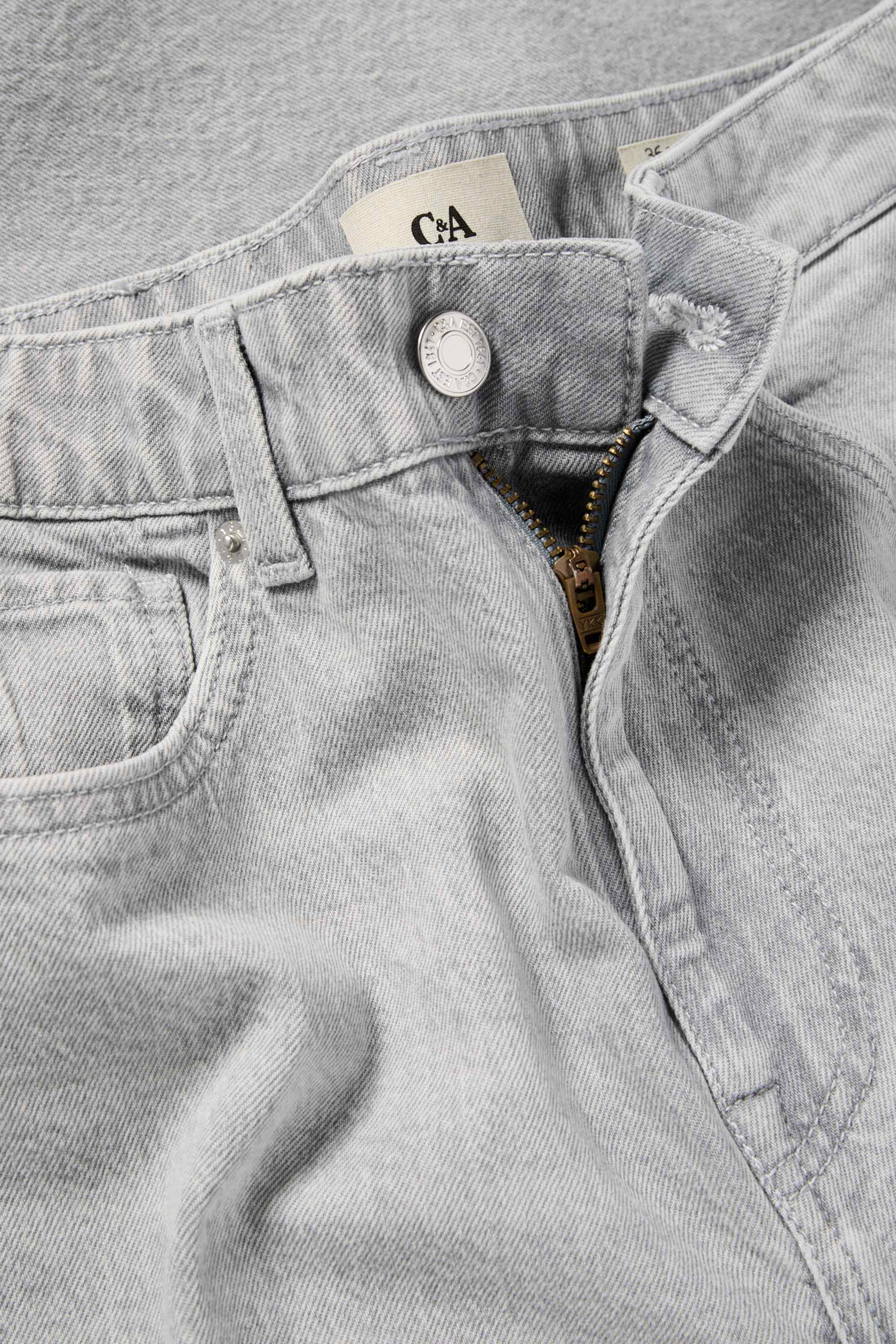 Wide leg jeans - high waist denim-light gray