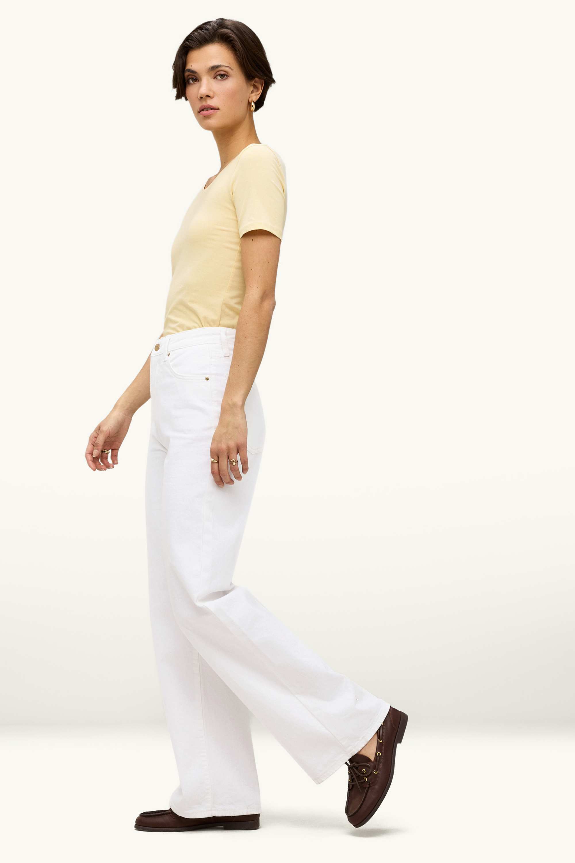 Wide leg jeans - high waist white