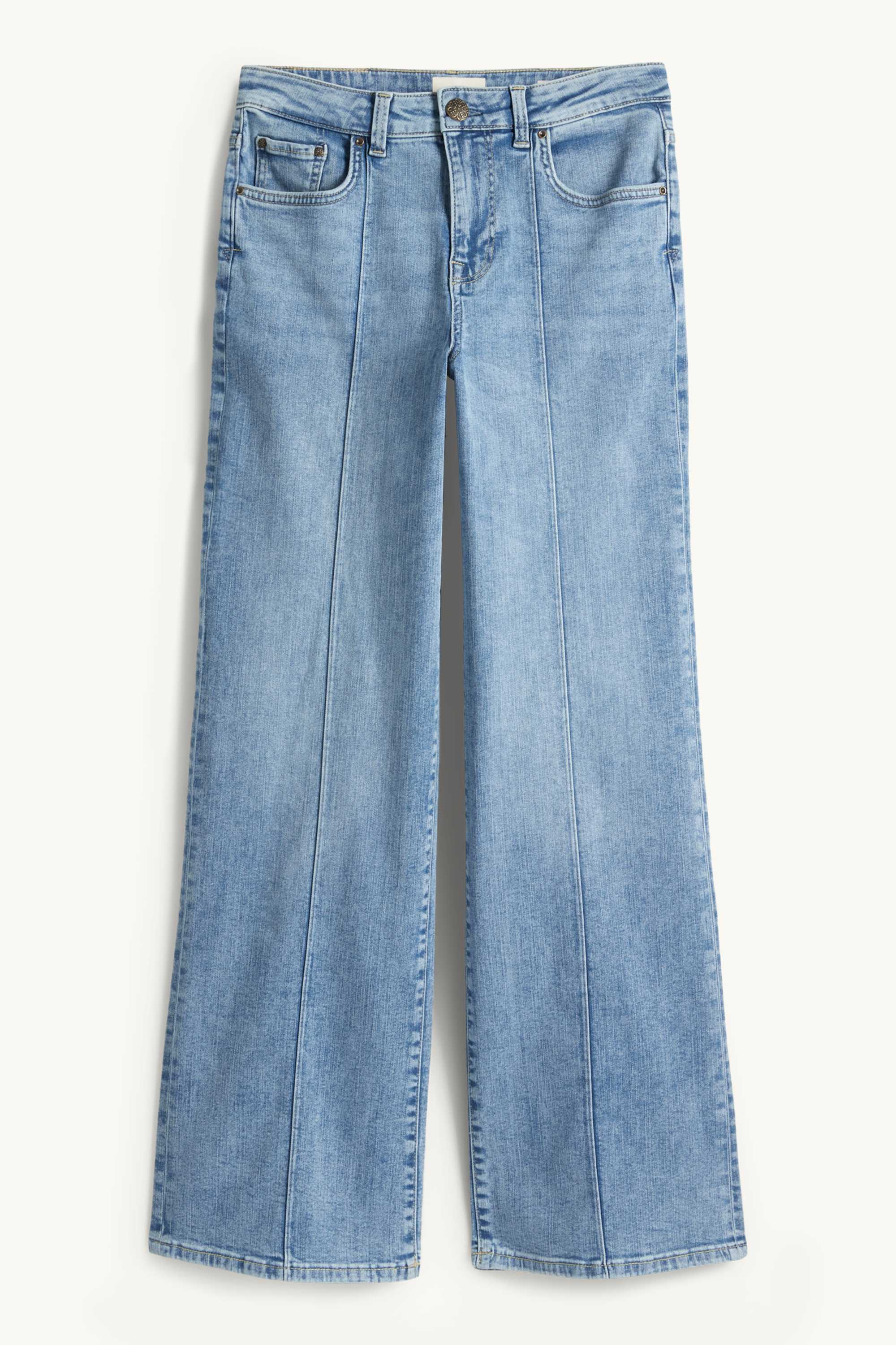 Wide leg jeans - mid-rise waist denim-light blue