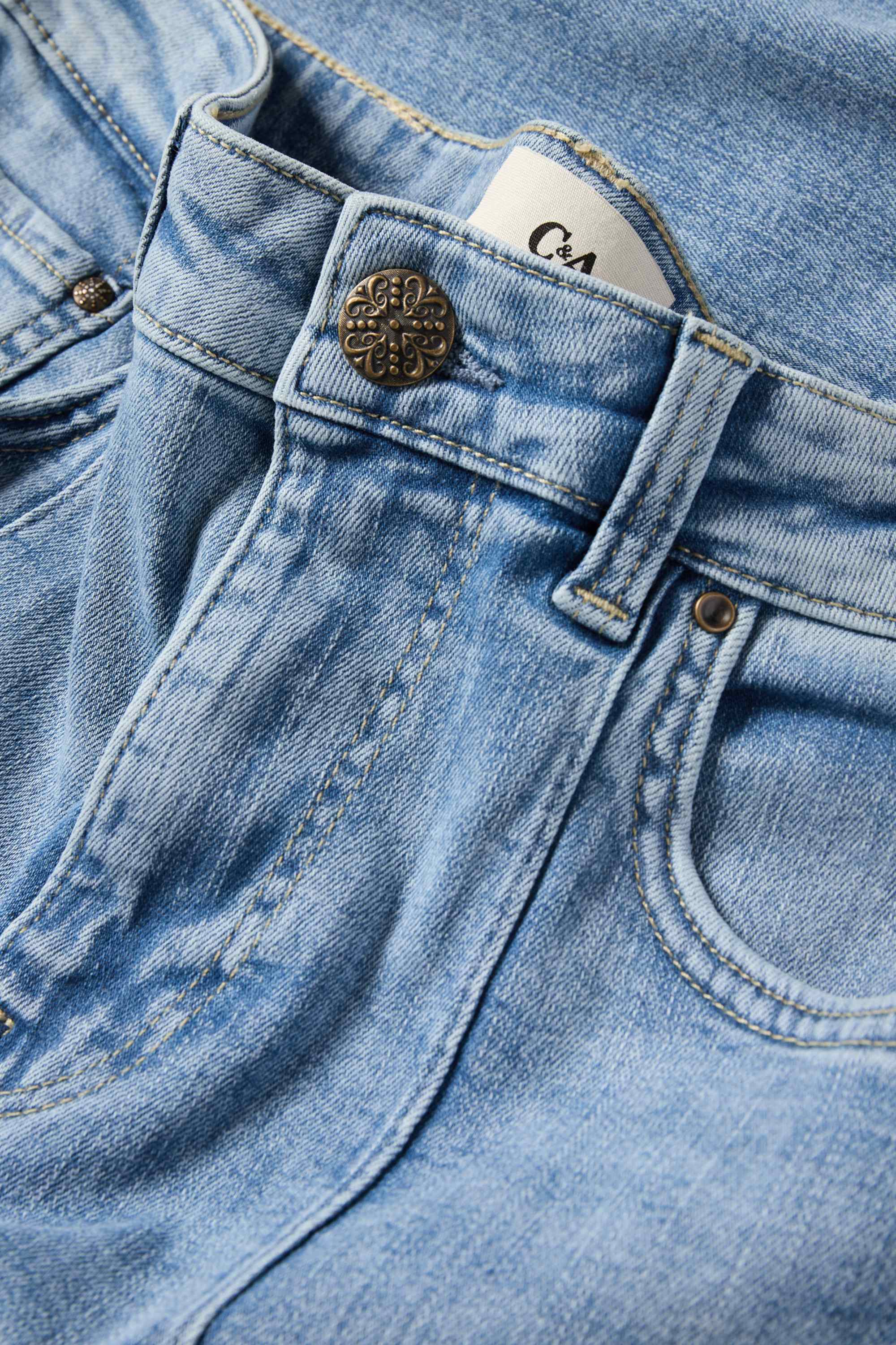 Wide leg jeans - mid-rise waist denim-light blue