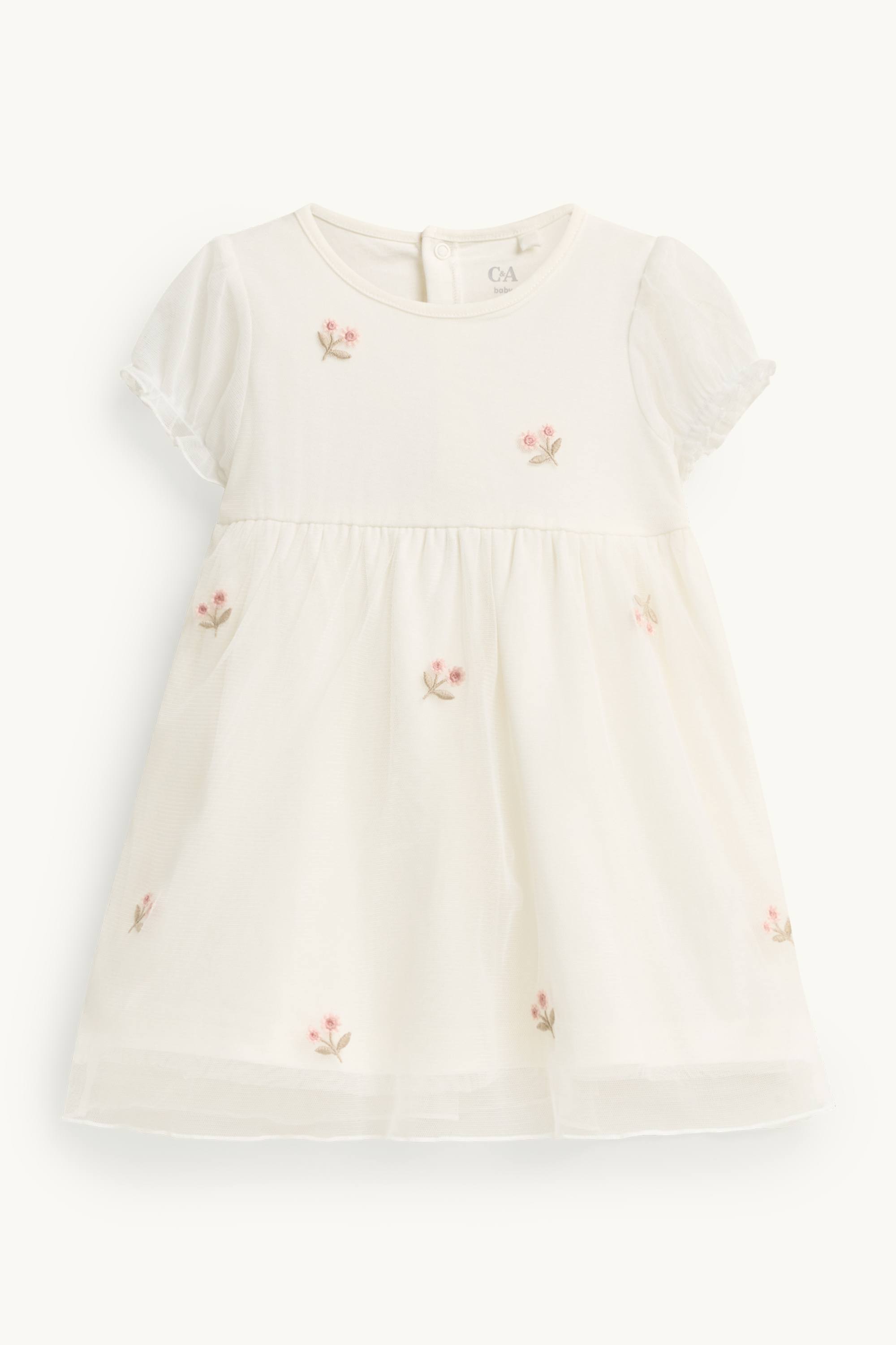 Floral - baby dress - party white