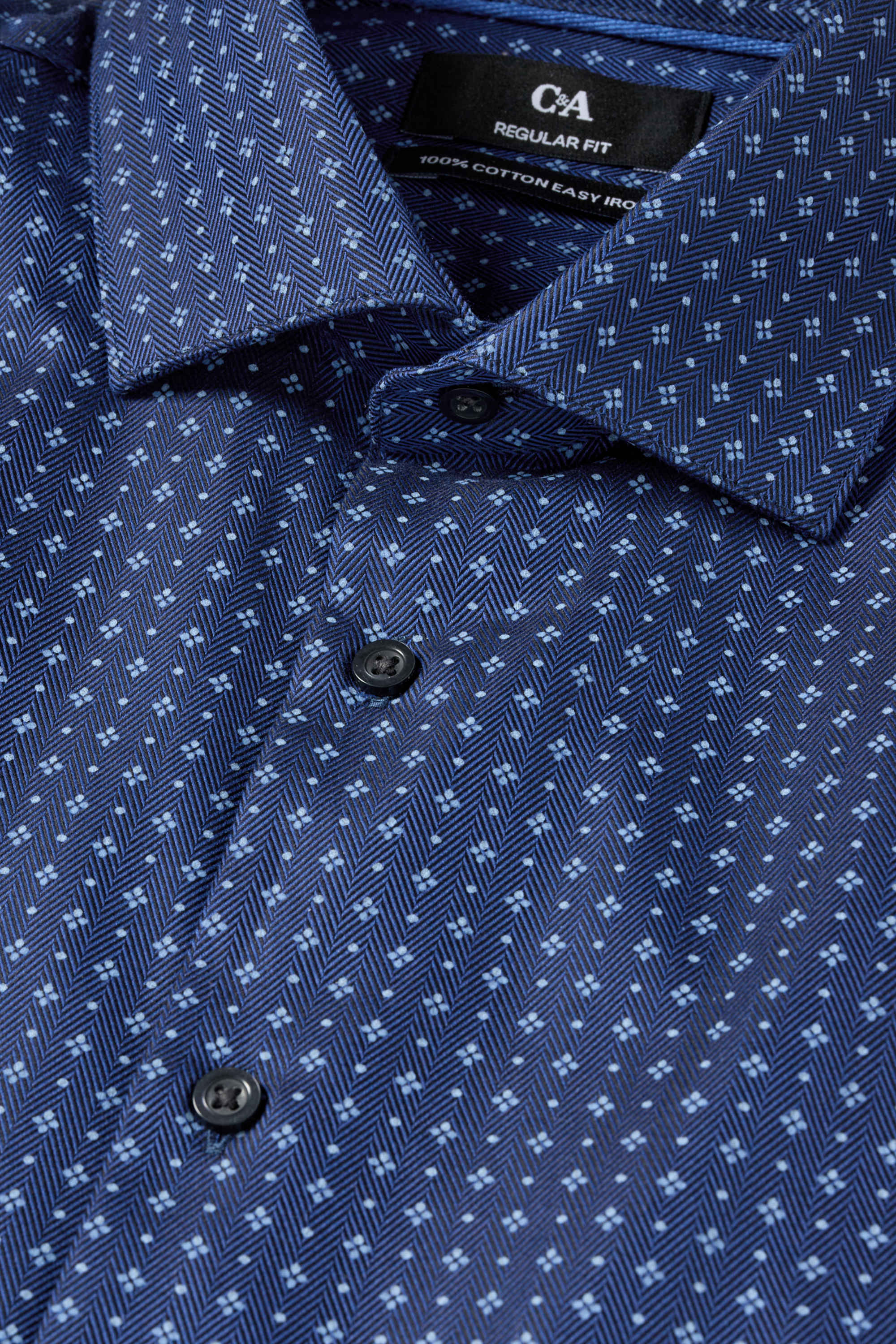 Business shirt - regular fit - cutaway collar - easy-iron dark blue