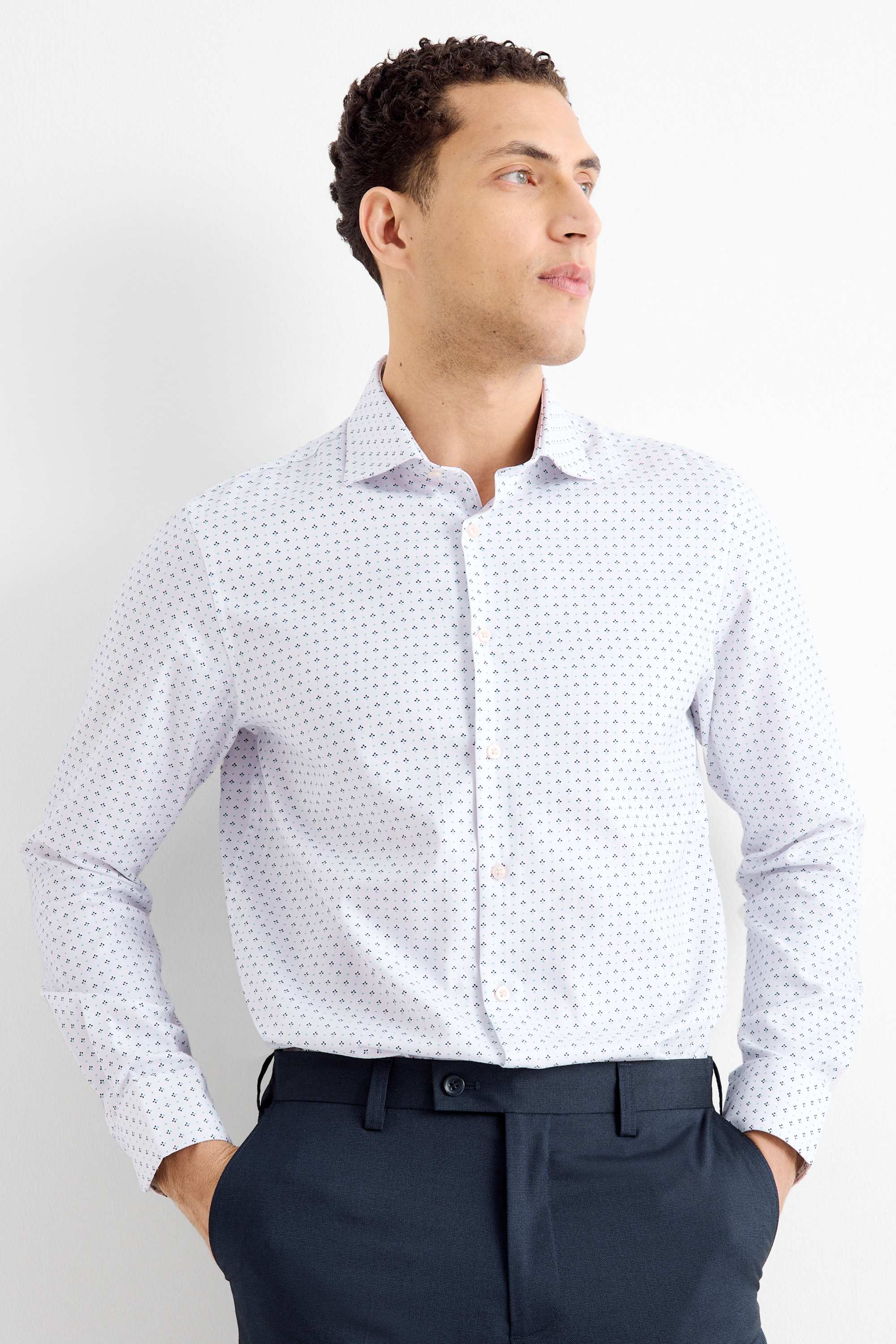 Business shirt - regular fit - cutaway collar - easy-iron white