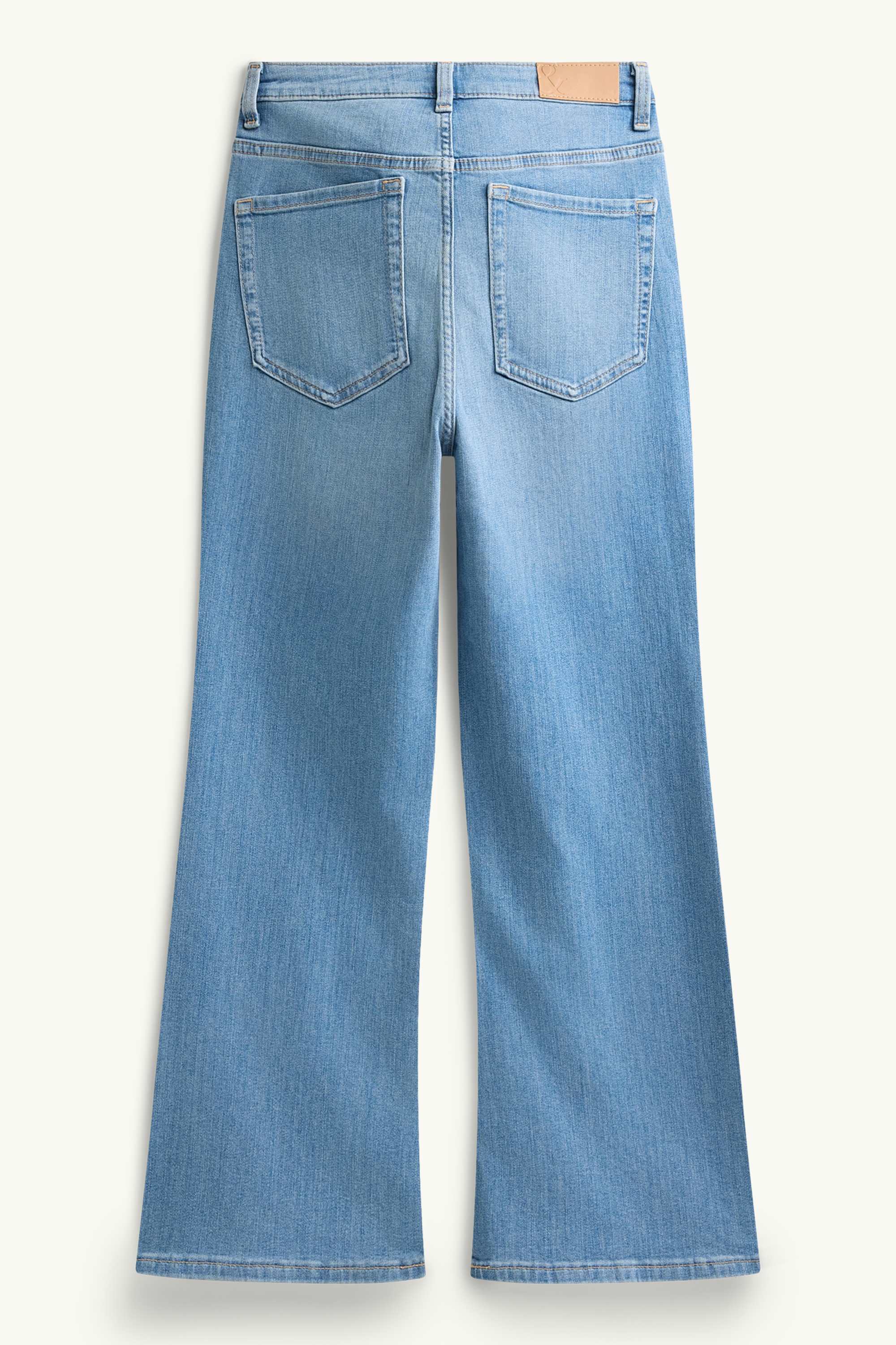 Cropped flared jeans - high waist denim-light blue