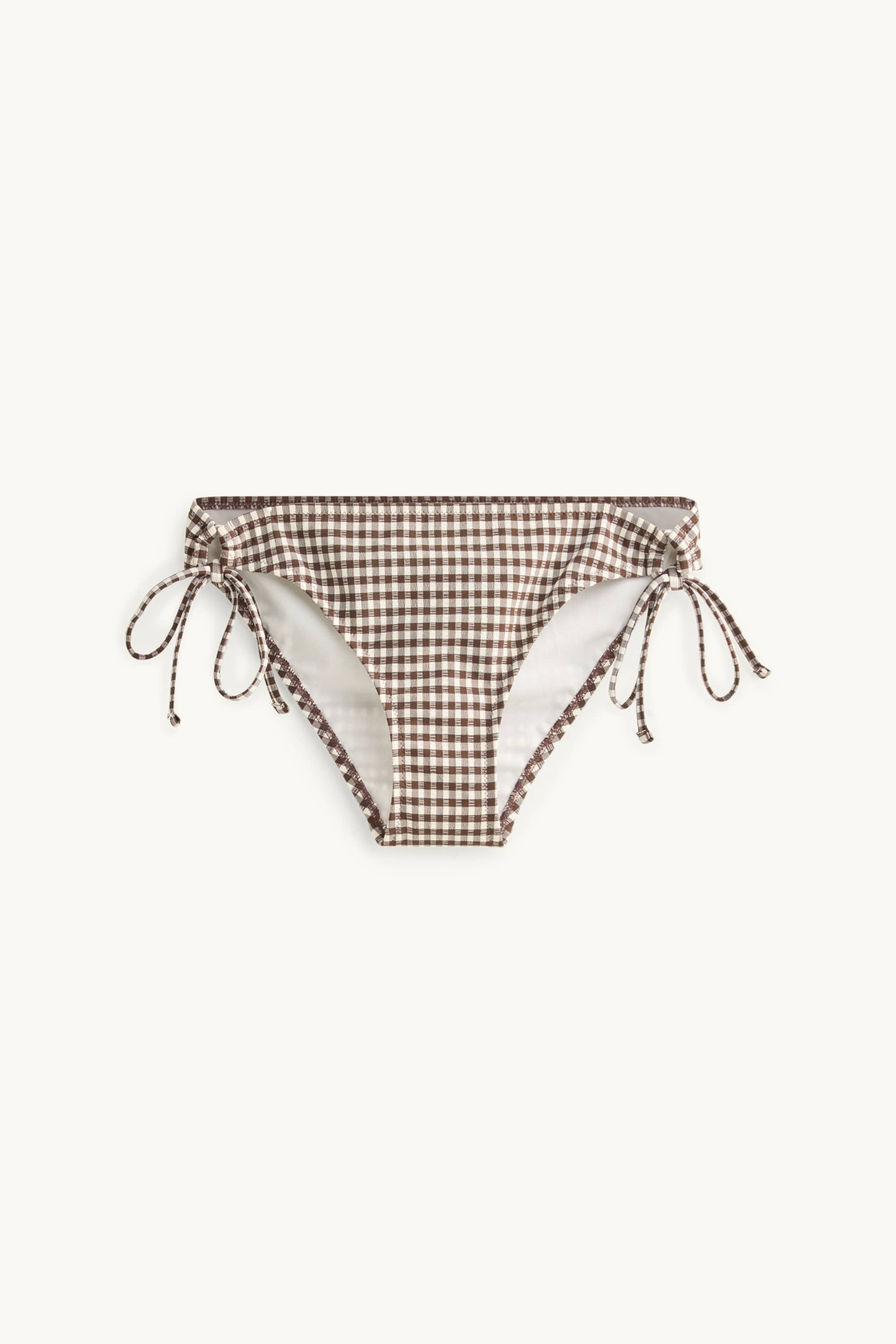 Bikini bottoms - low-rise waist - LYCRA® XTRA LIFE™ - check brown