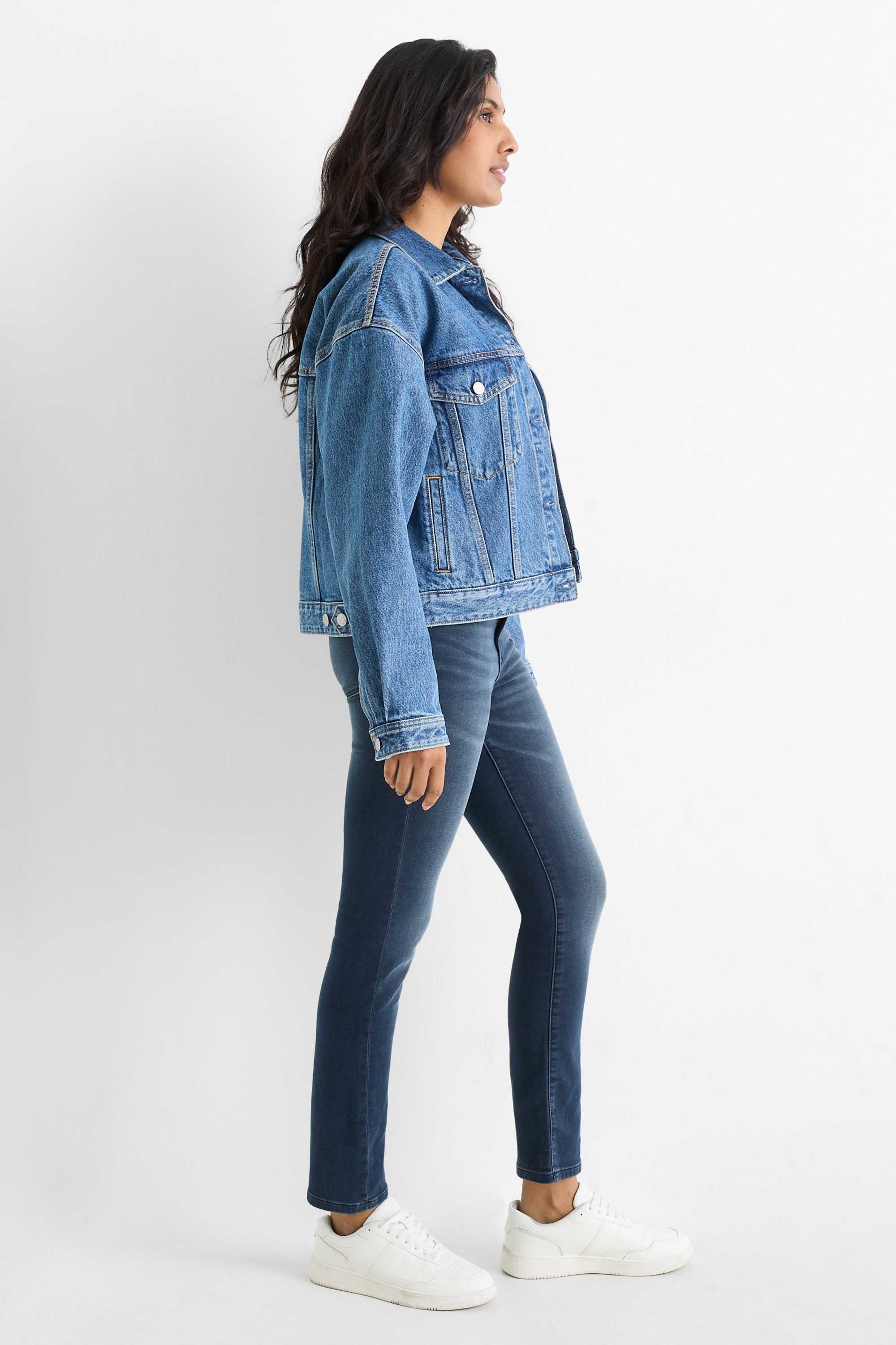 Slim jeans - mid-rise waist dark blue