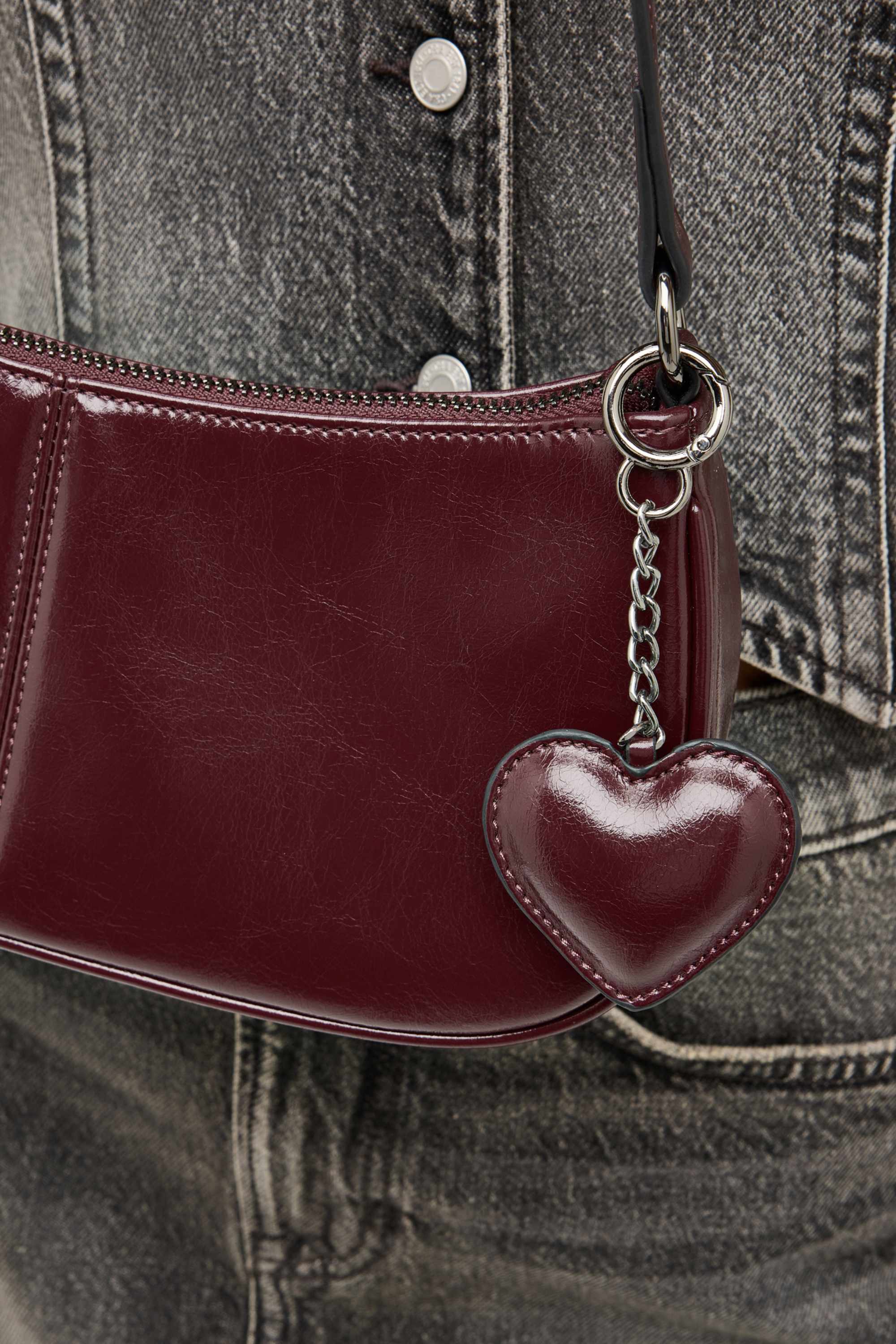 Shoulder bag - faux leather dark red