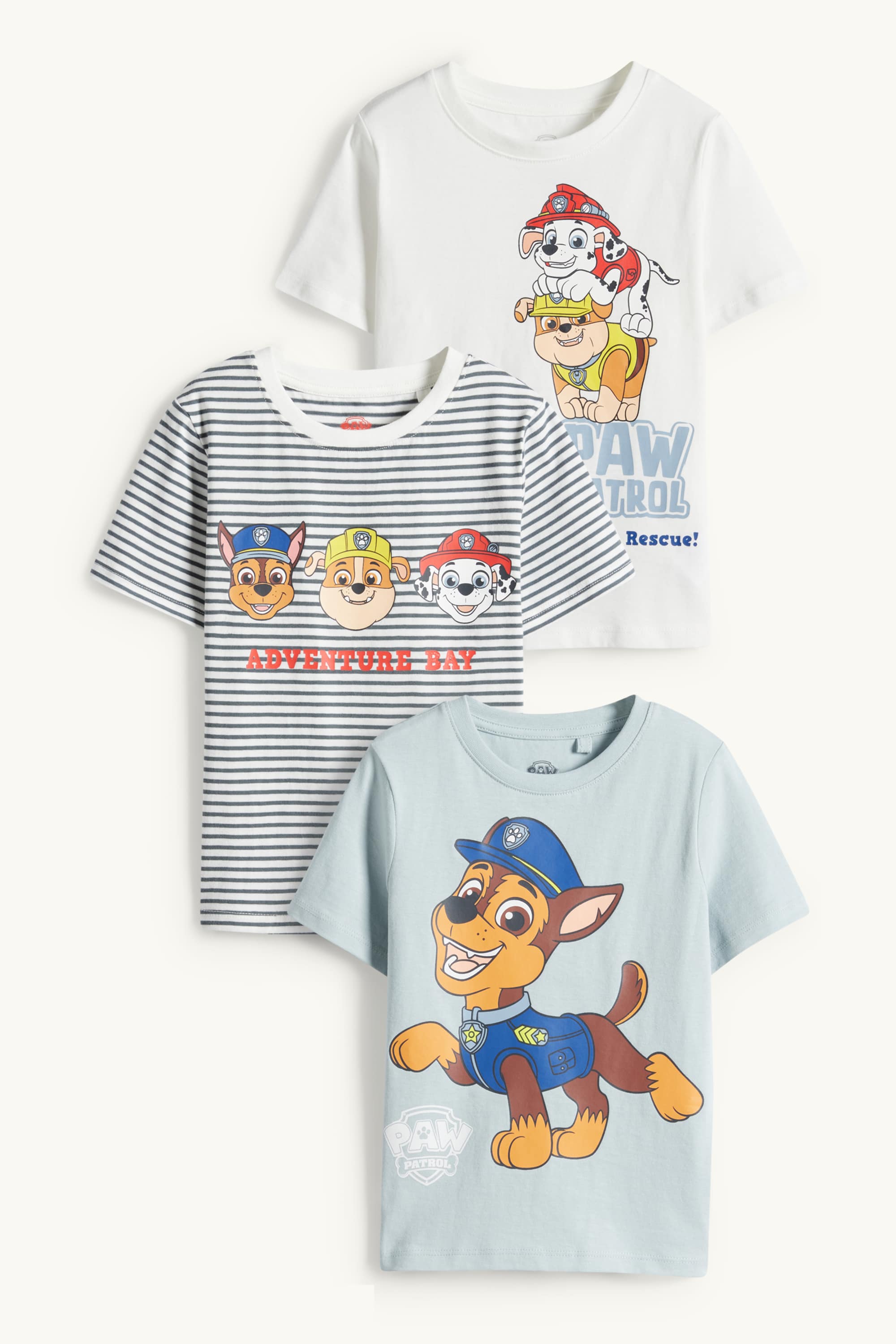 Multipack of 3 - PAW Patrol - Chase, Marshall - short sleeve T-shirt white / blue
