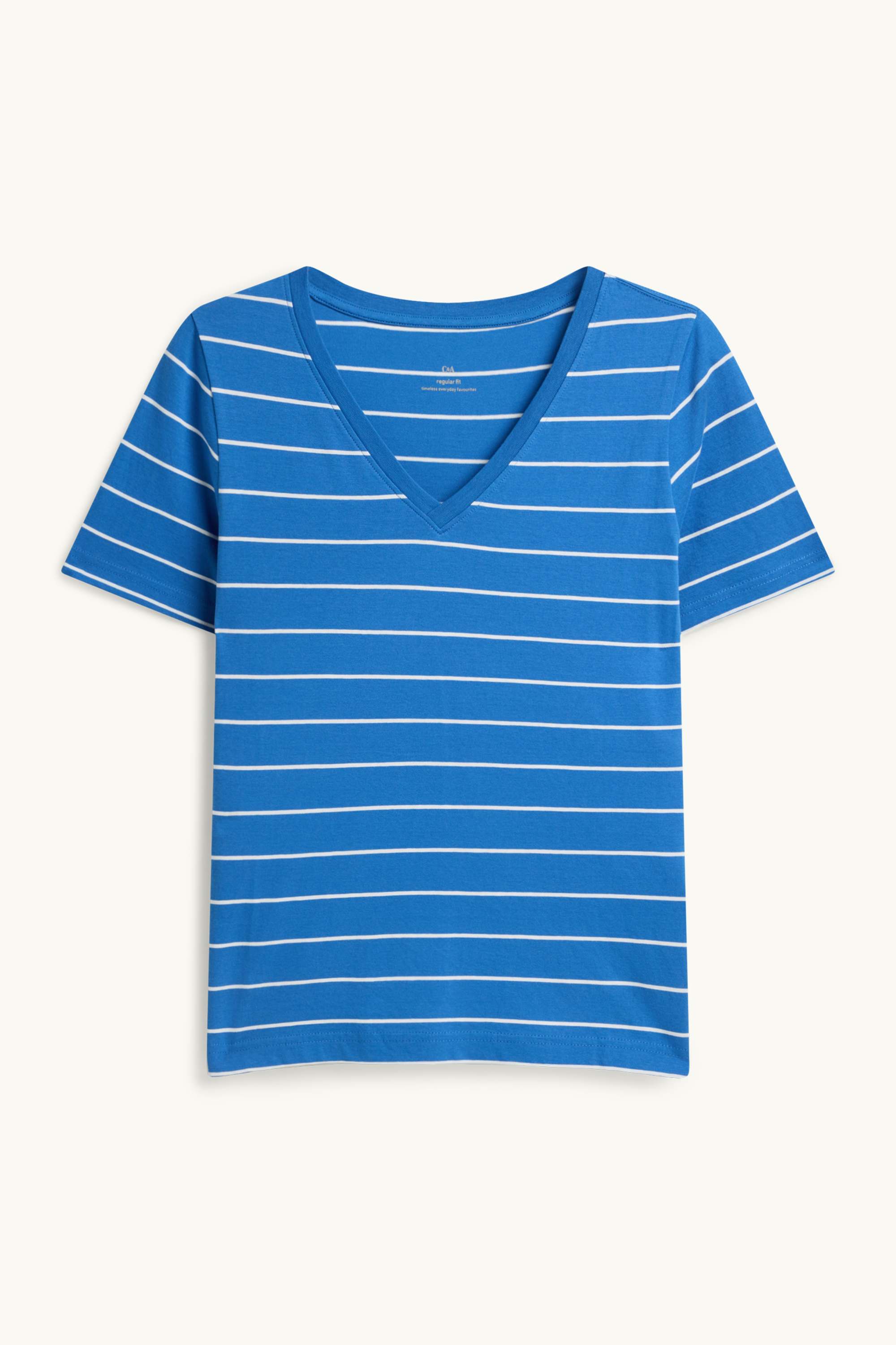 V-neck T-shirt - regular fit - striped blue