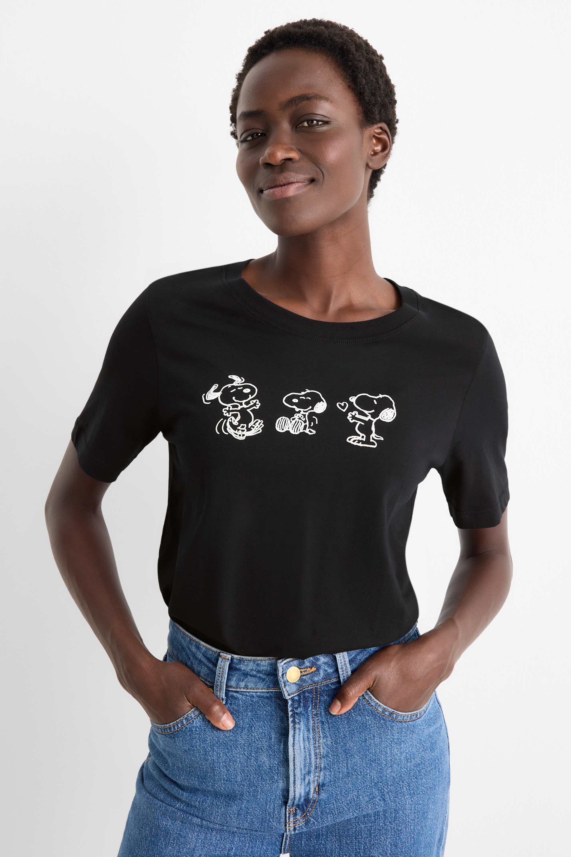 T-shirt - regular fit - Snoopy black