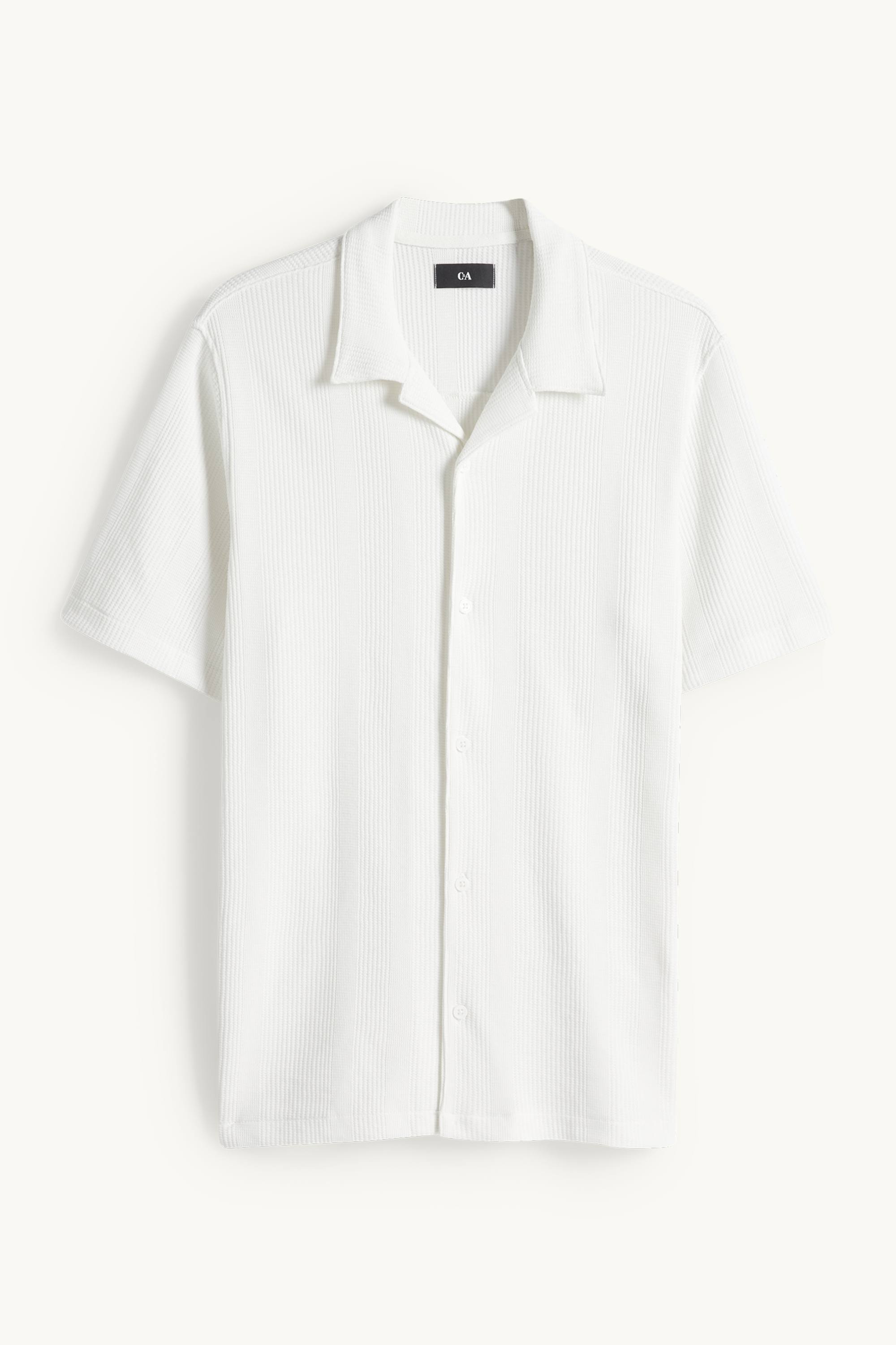 Shirt - regular fit - lapel collar - textured white