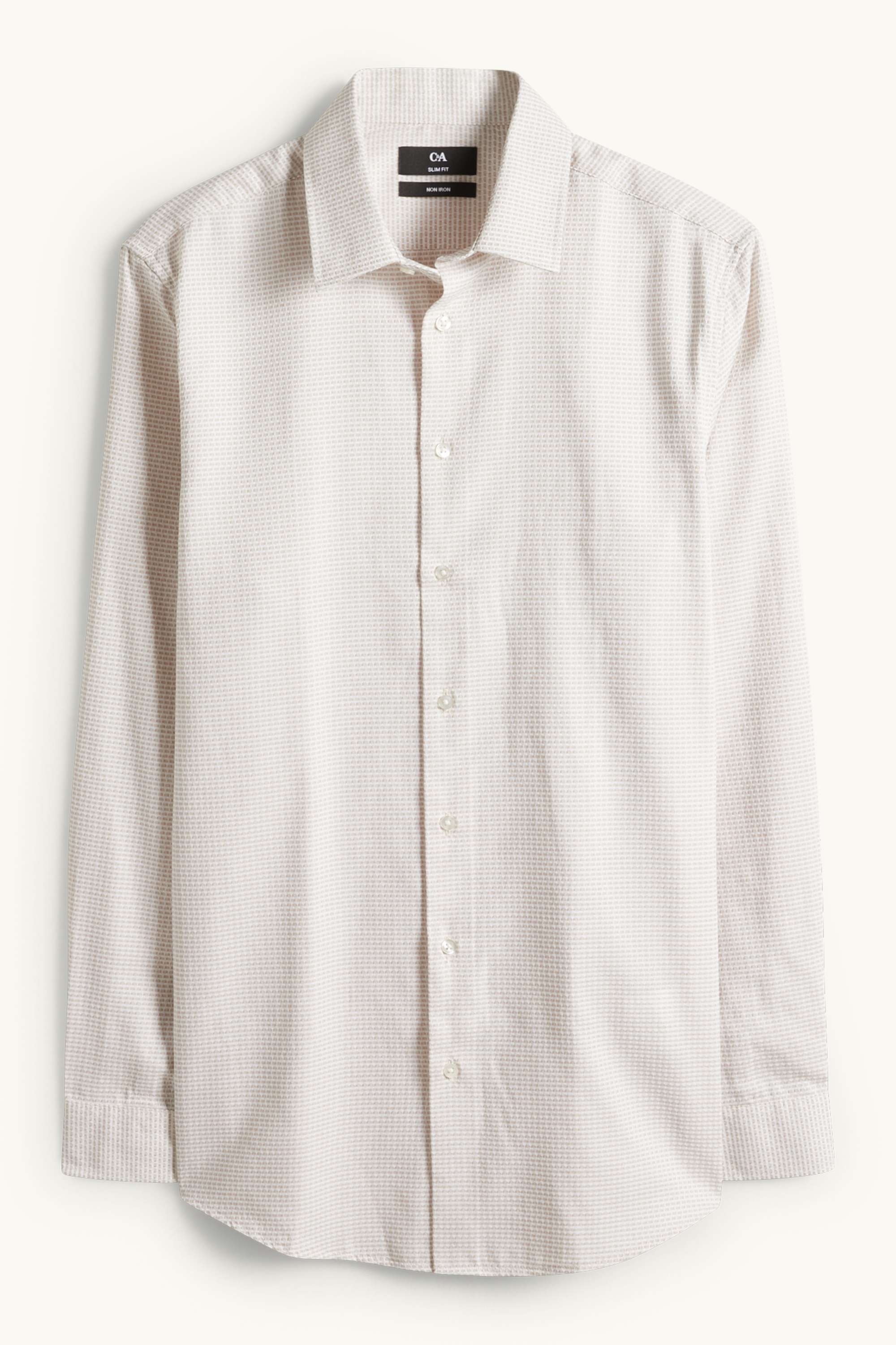 Business shirt - slim fit - kent collar - easy-iron - textured light beige
