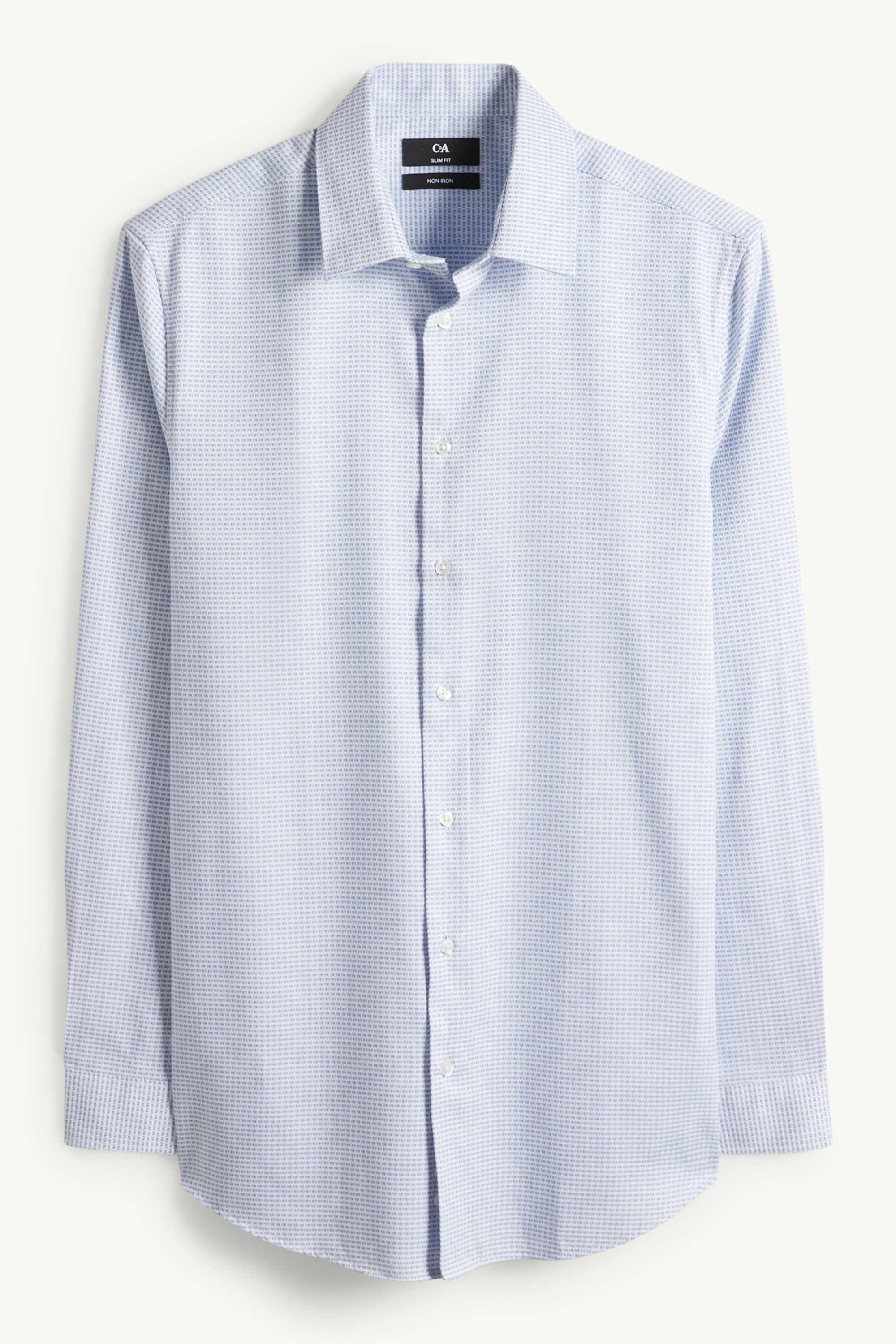 Business shirt - slim fit - kent collar - easy-iron - textured white / light blue