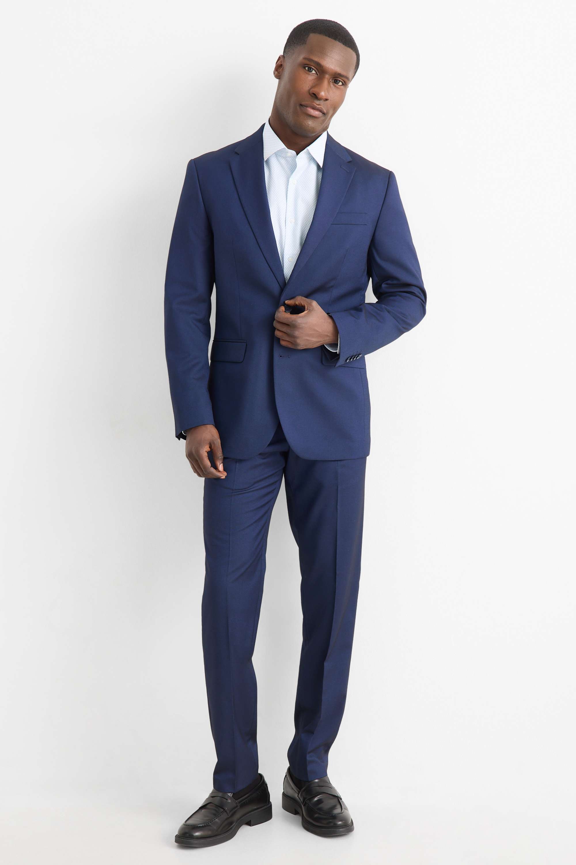 Business shirt - regular fit - kent collar - easy-iron - patterned light blue