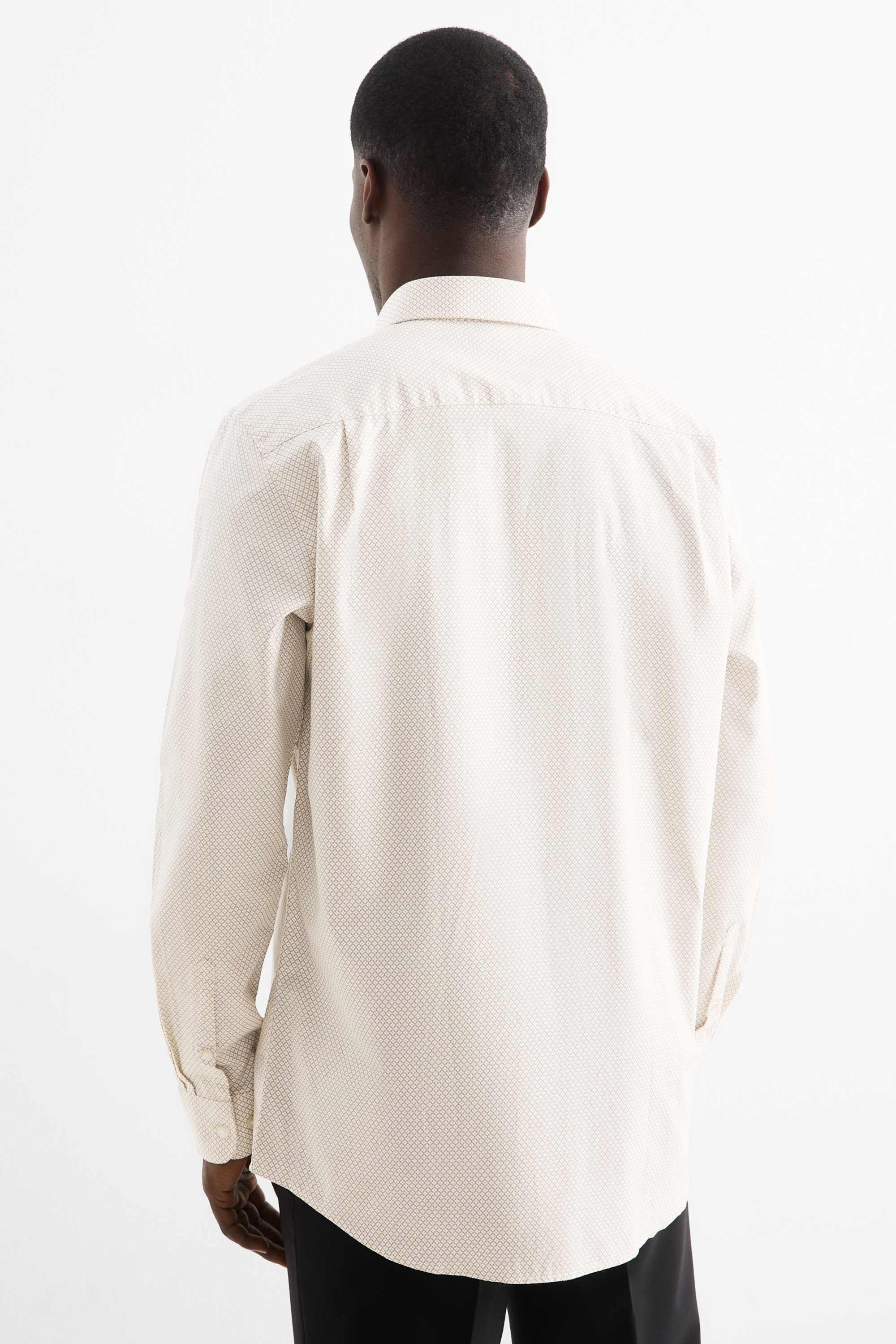 Business shirt - regular fit - kent collar - easy-iron - patterned white / beige