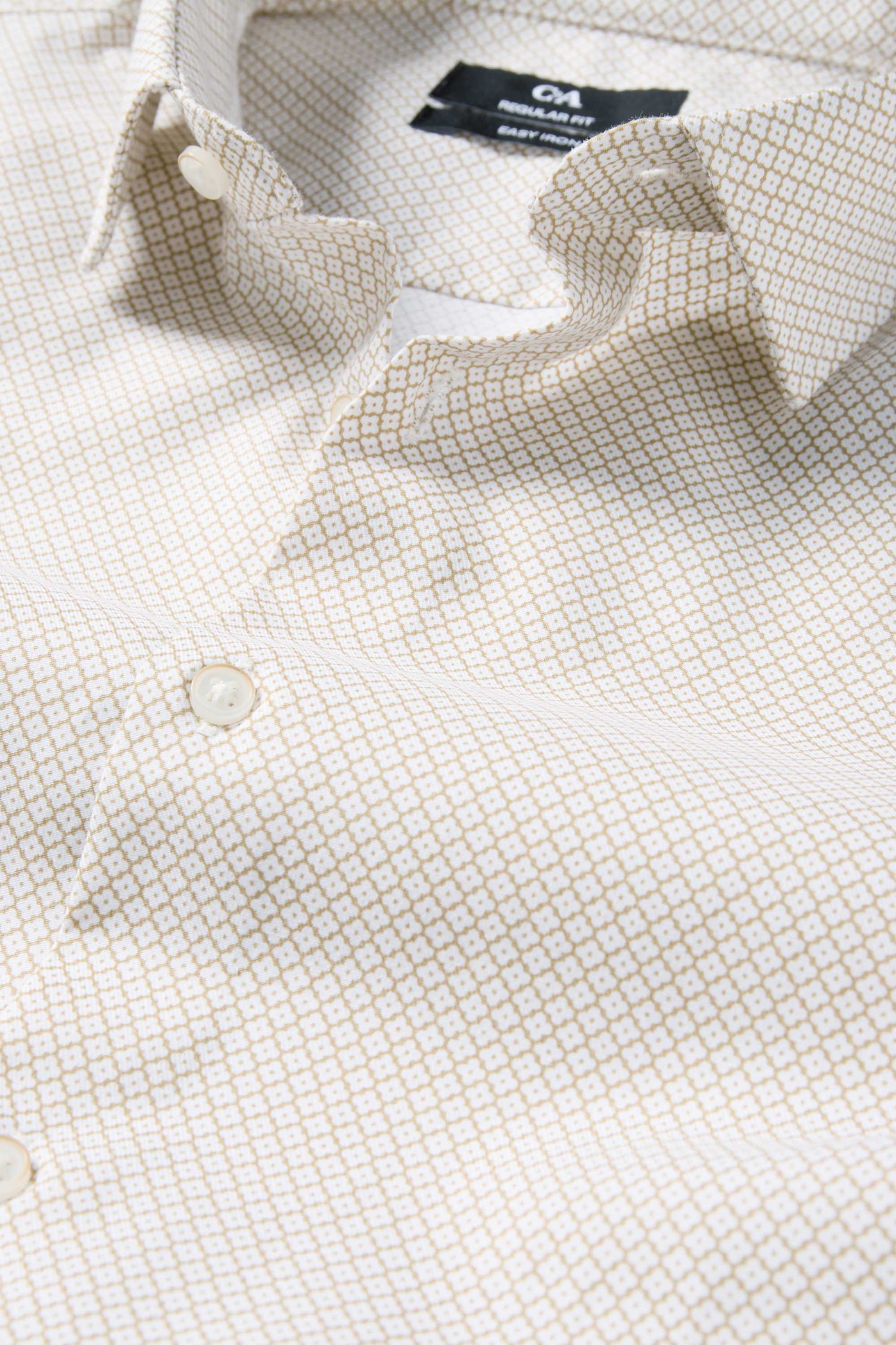 Business shirt - regular fit - kent collar - easy-iron - patterned white / beige