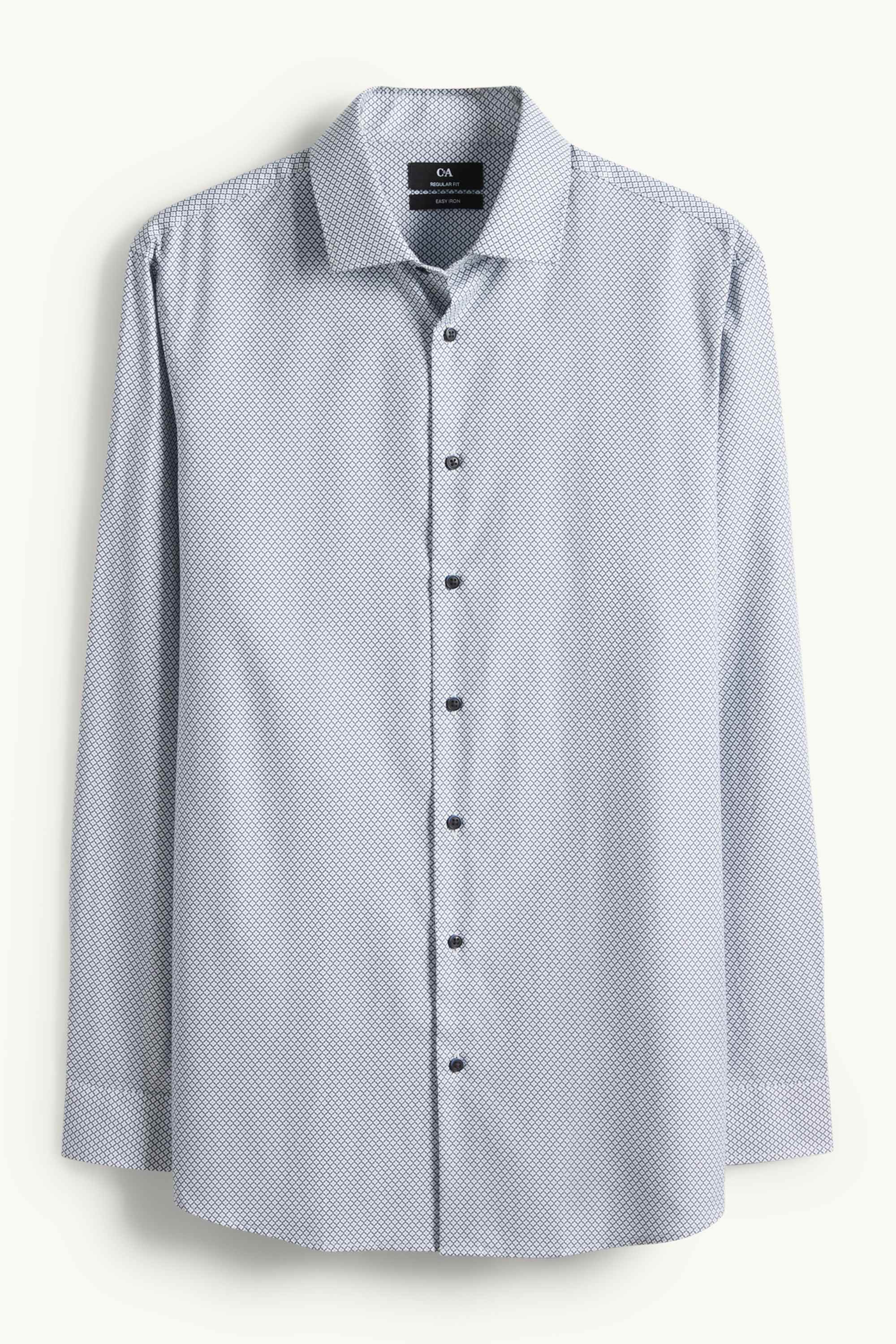Business shirt - regular fit - kent collar - easy-iron - patterned light gray