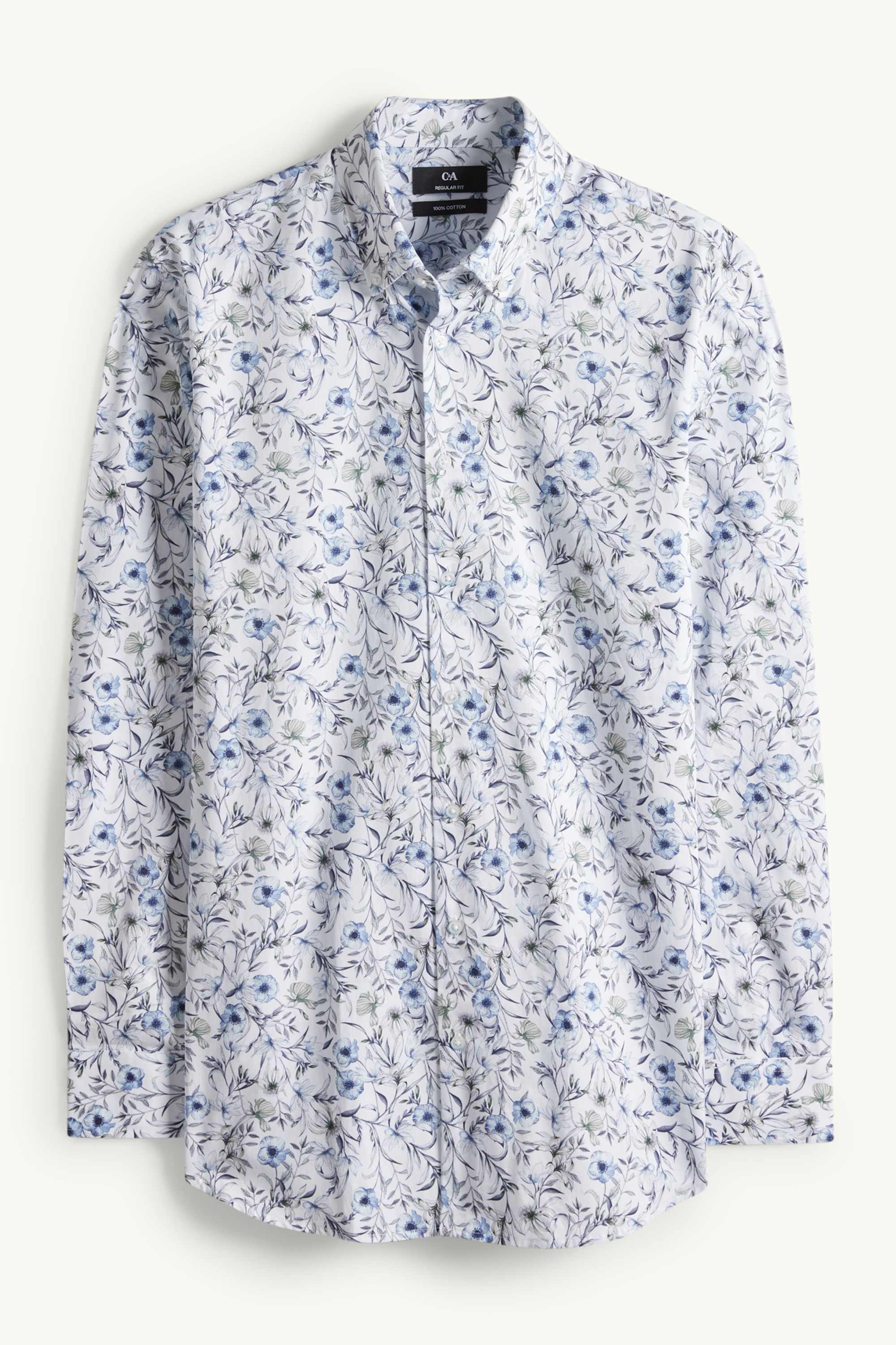 Business shirt - regular fit - button-down collar - patterned dark blue / white