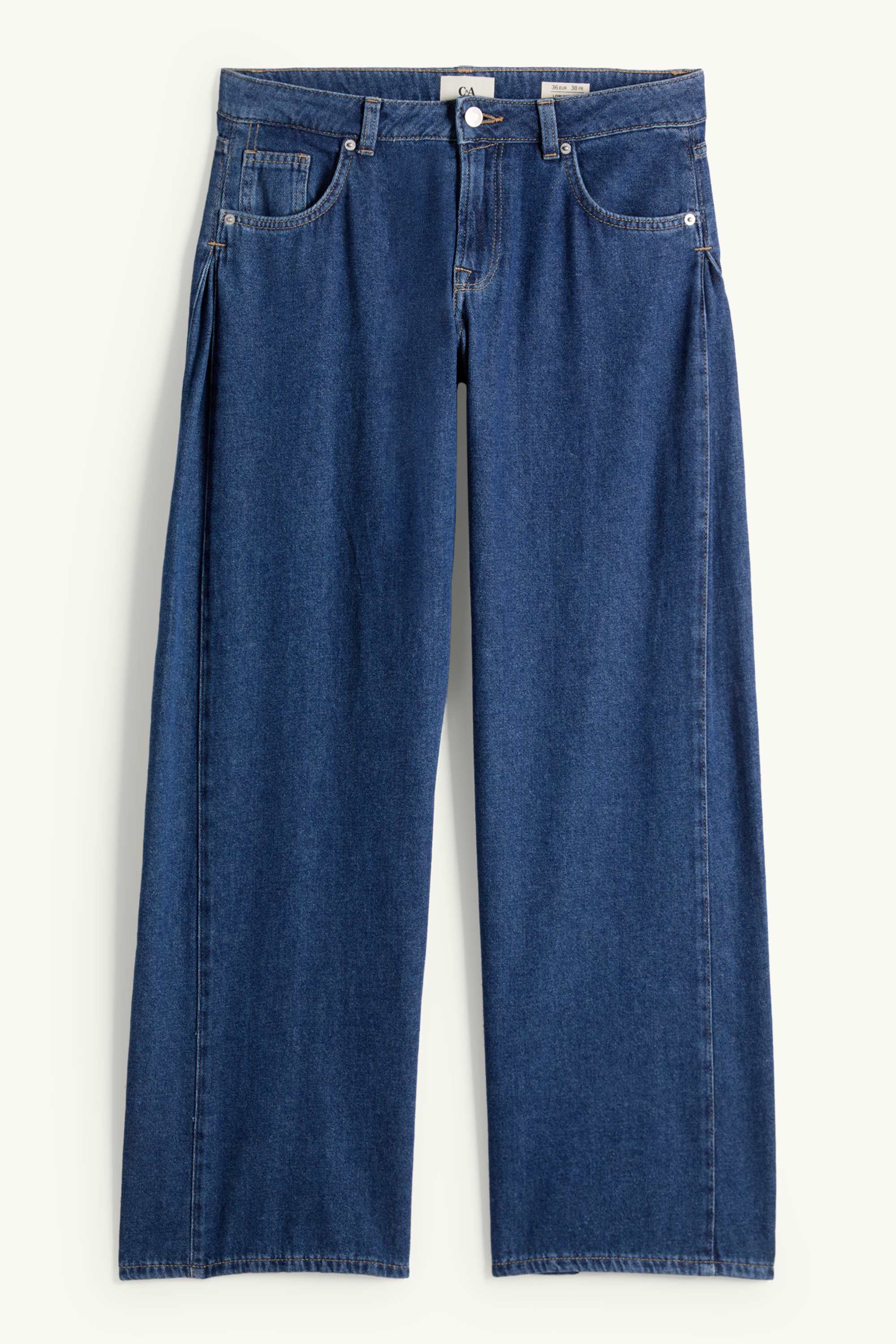 Wide leg jeans - low-rise waist blue denim