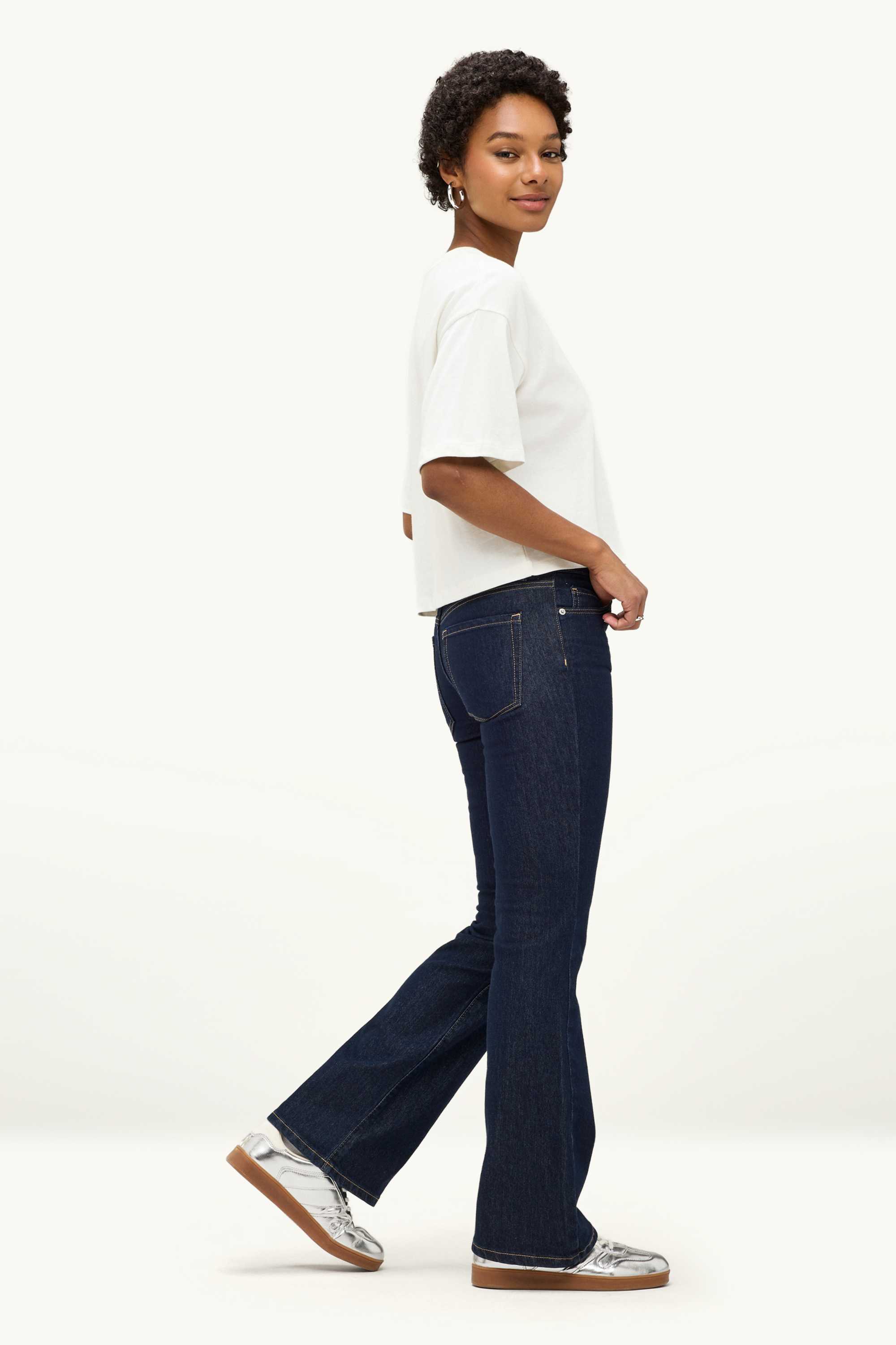 Bootcut jeans - low-rise waist denim-dark blue