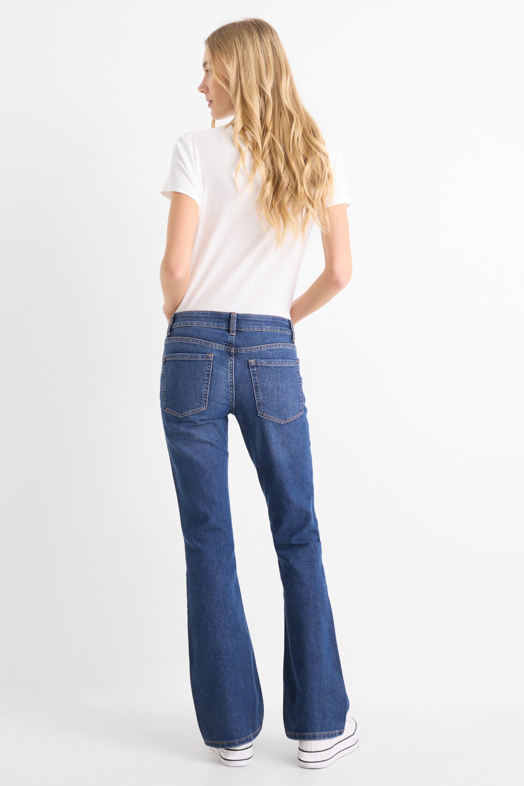 Bootcut jeans - low-rise waist blue denim