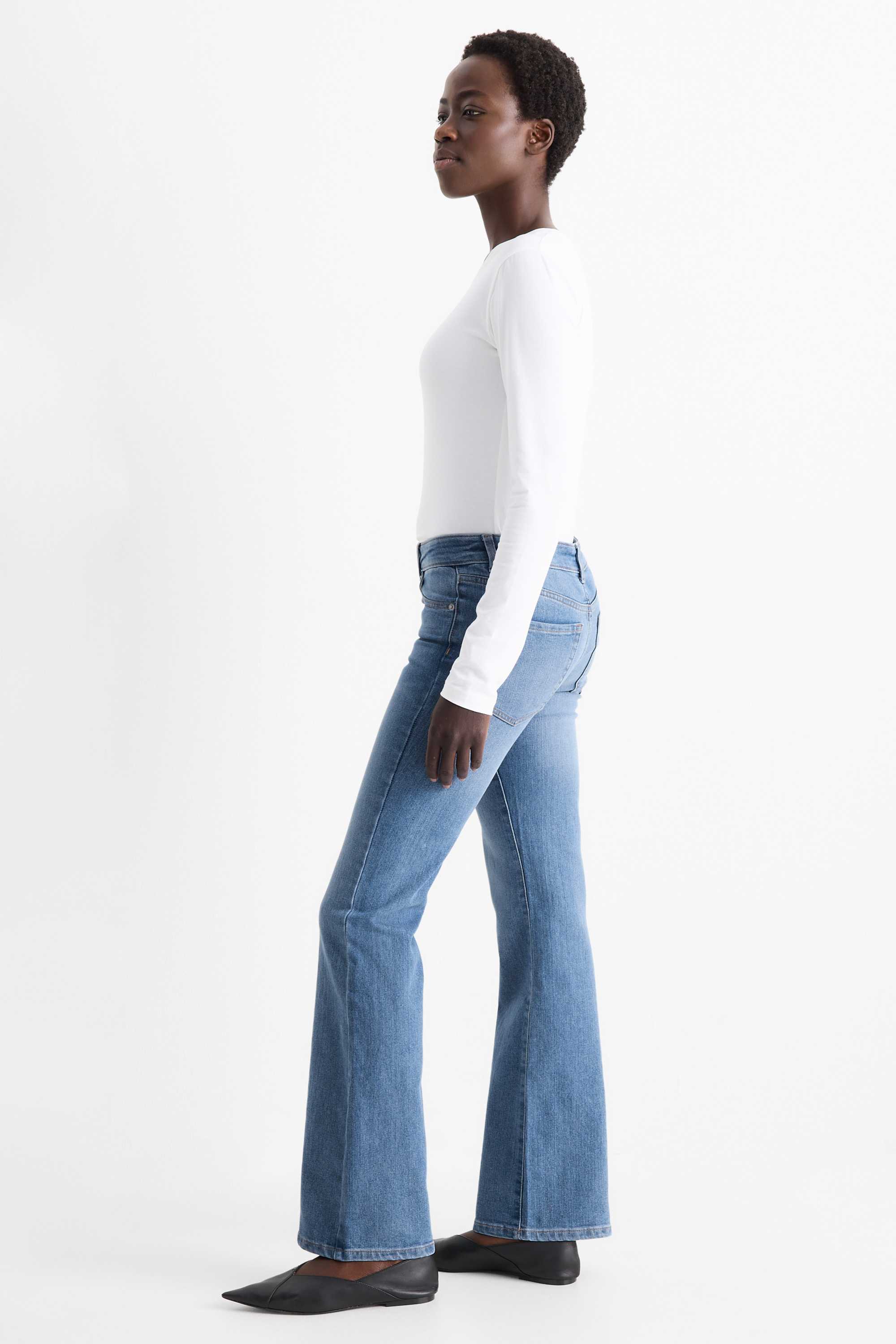 Bootcut jeans - low-rise waist denim-light blue