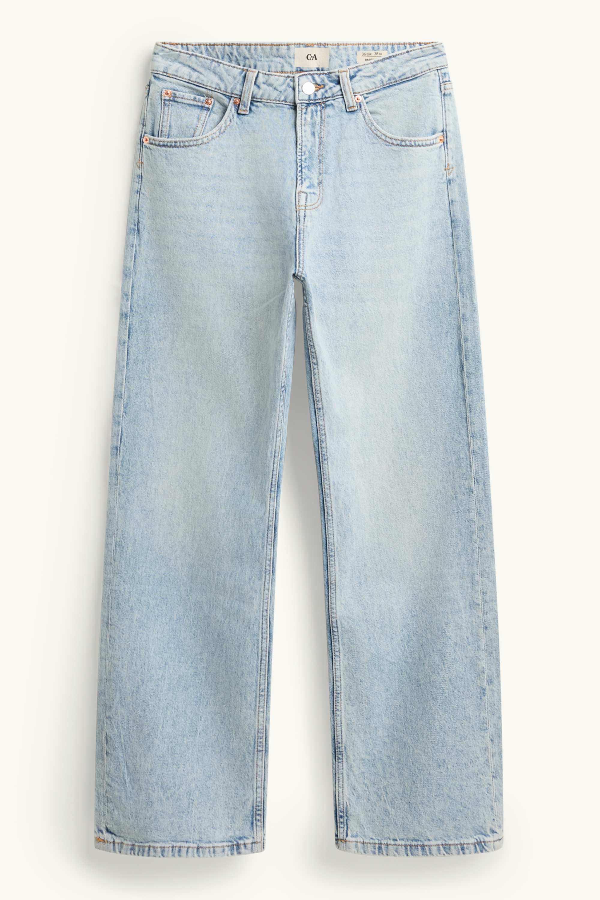 Baggy jeans - mid-rise waist denim-light blue (1)