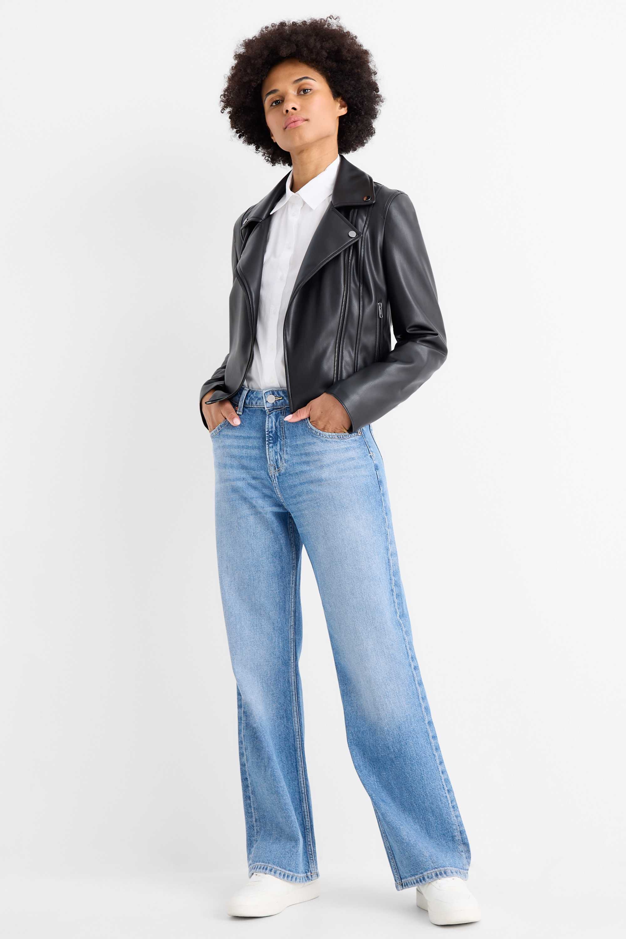 Baggy jeans - mid-rise waist denim-light blue (4)