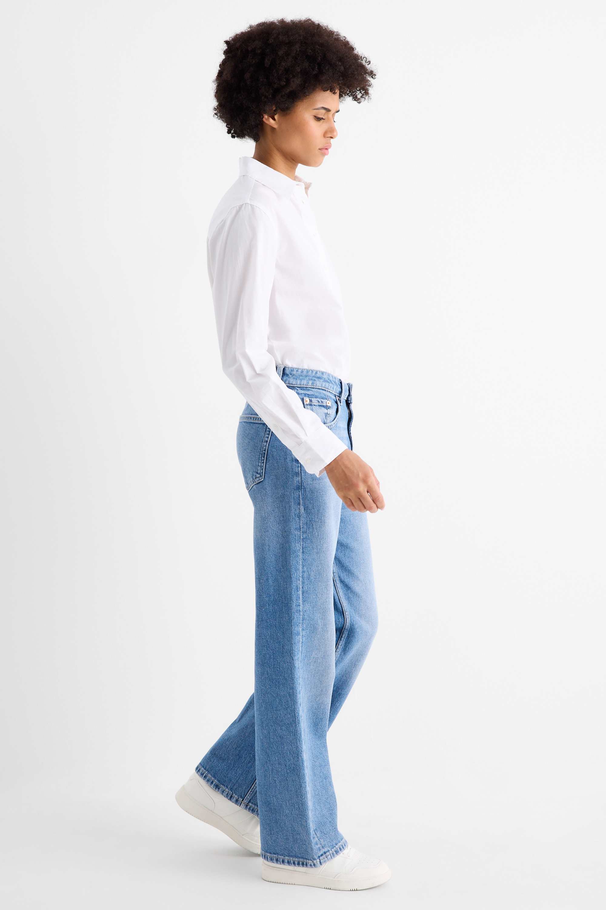 Baggy jeans - mid-rise waist denim-light blue (4)