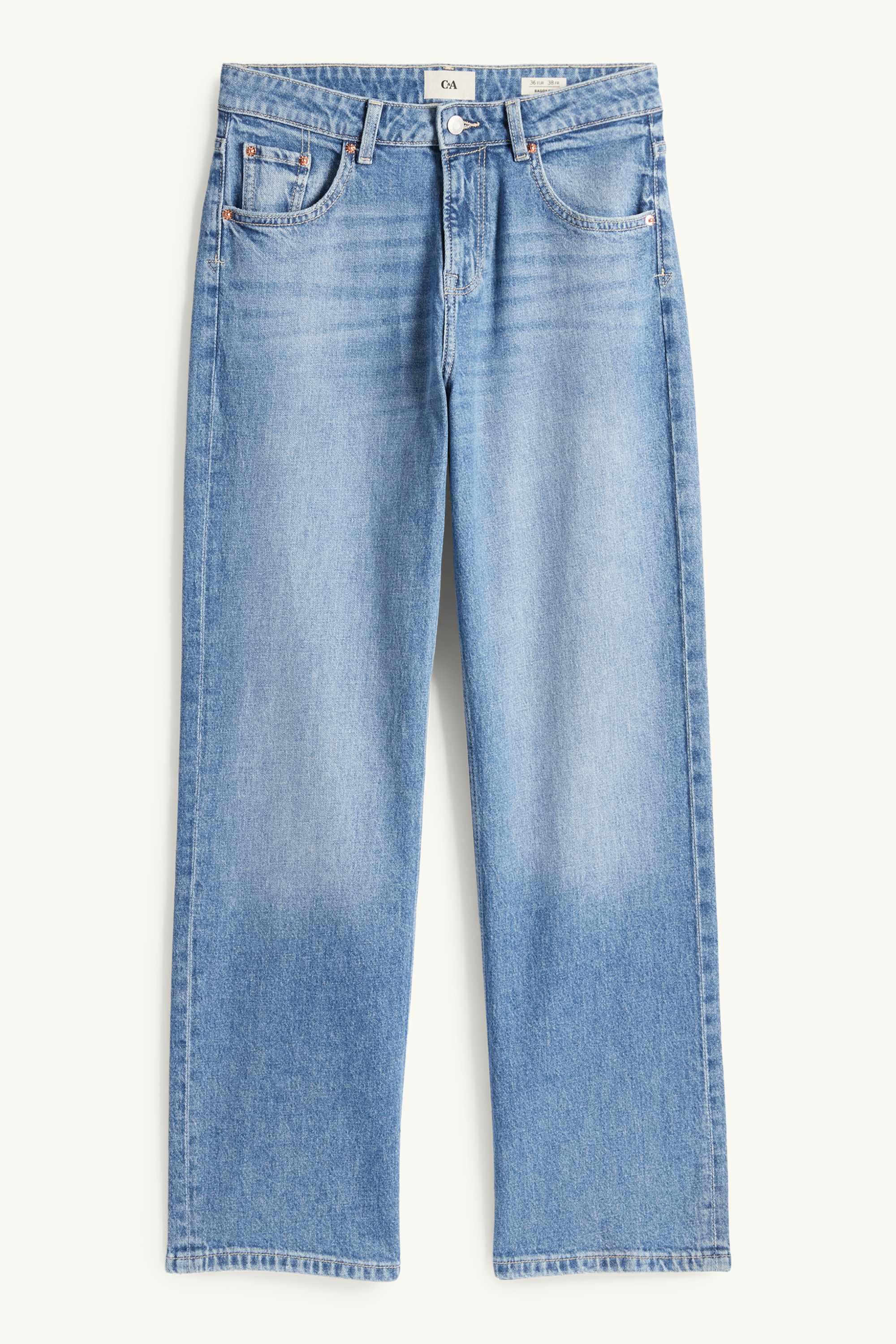 Baggy jeans - mid-rise waist denim-light blue (4)