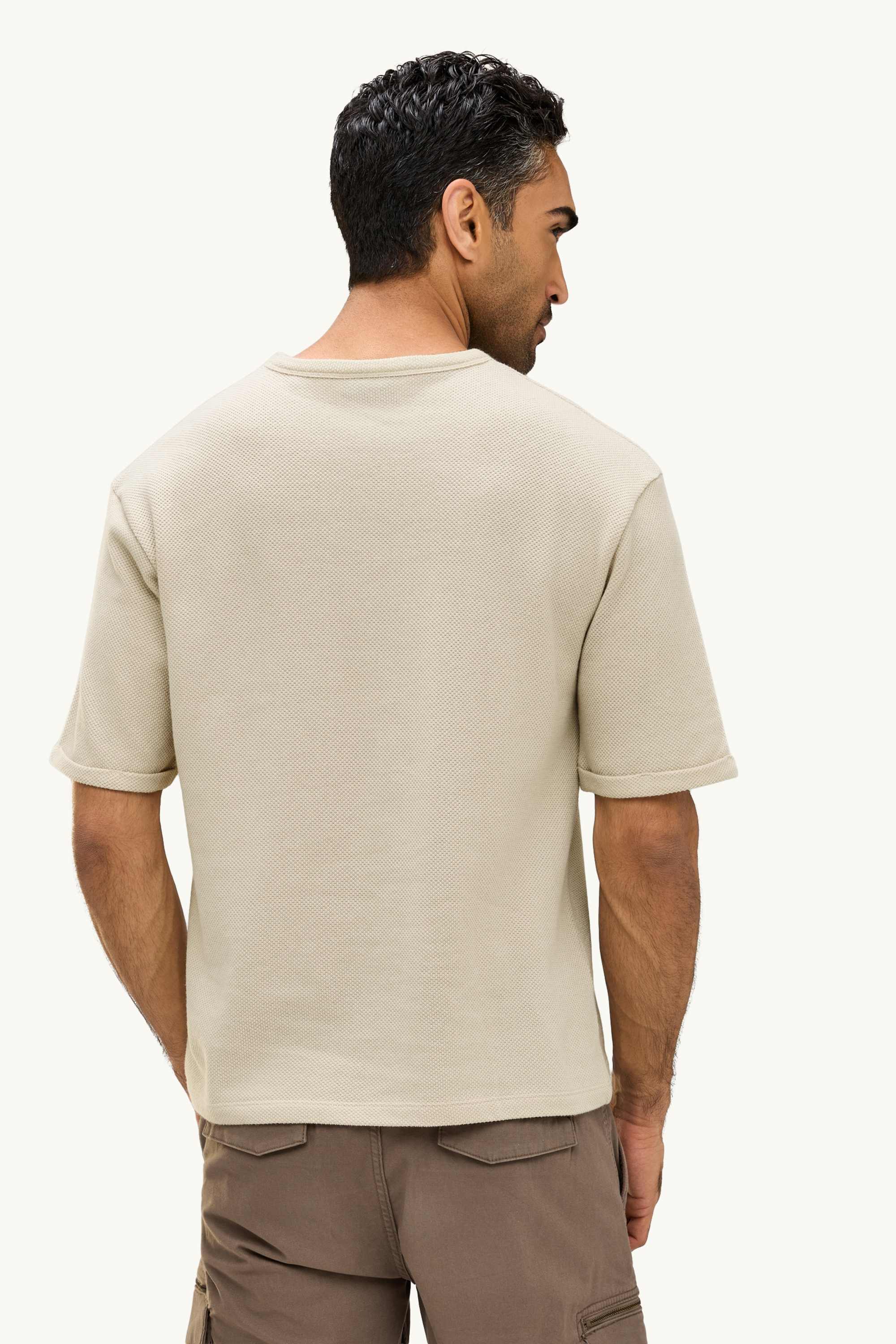 T-shirt - relaxed fit - textured beige