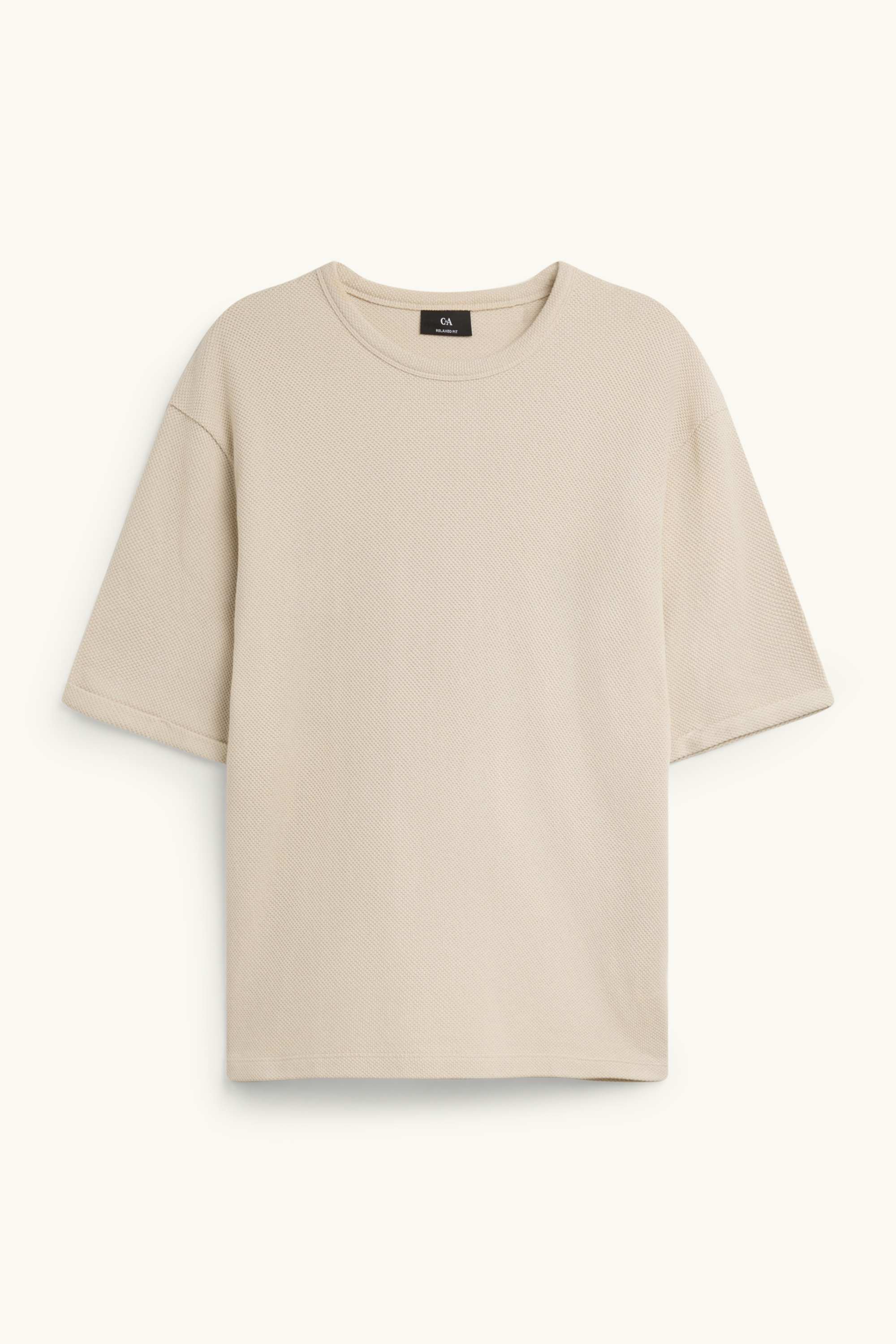 T-shirt - relaxed fit - textured beige