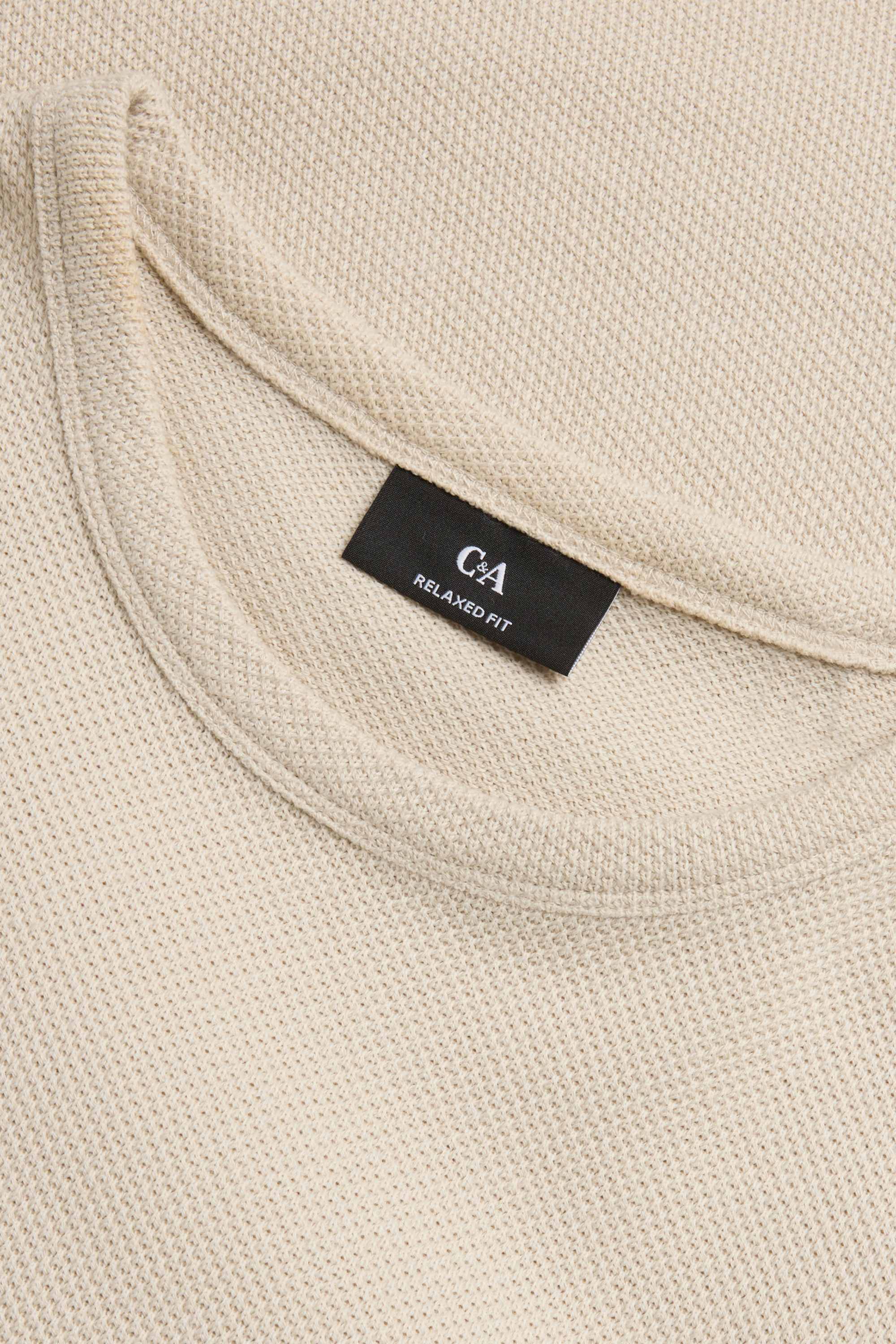T-shirt - relaxed fit - textured beige