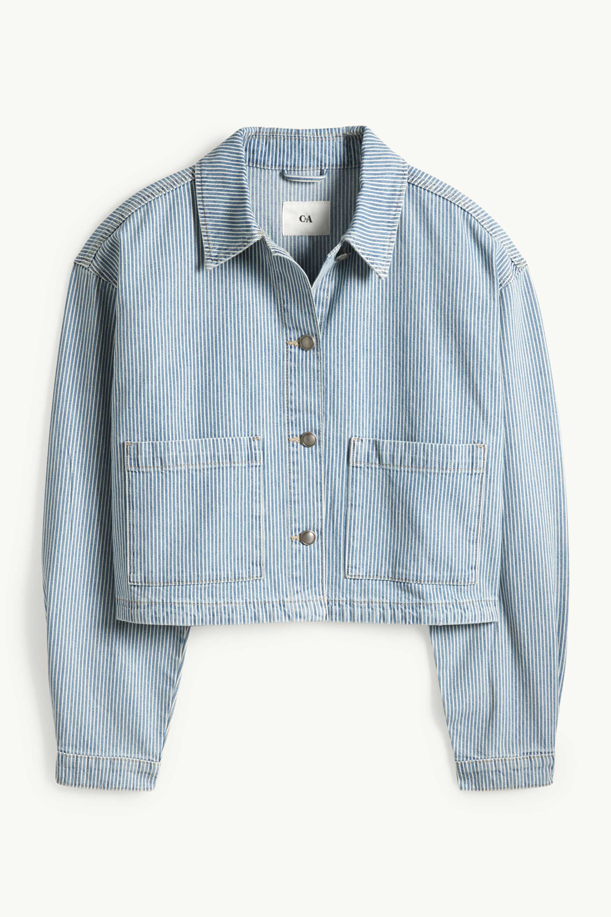 Denim shirt blouse - striped white / blue