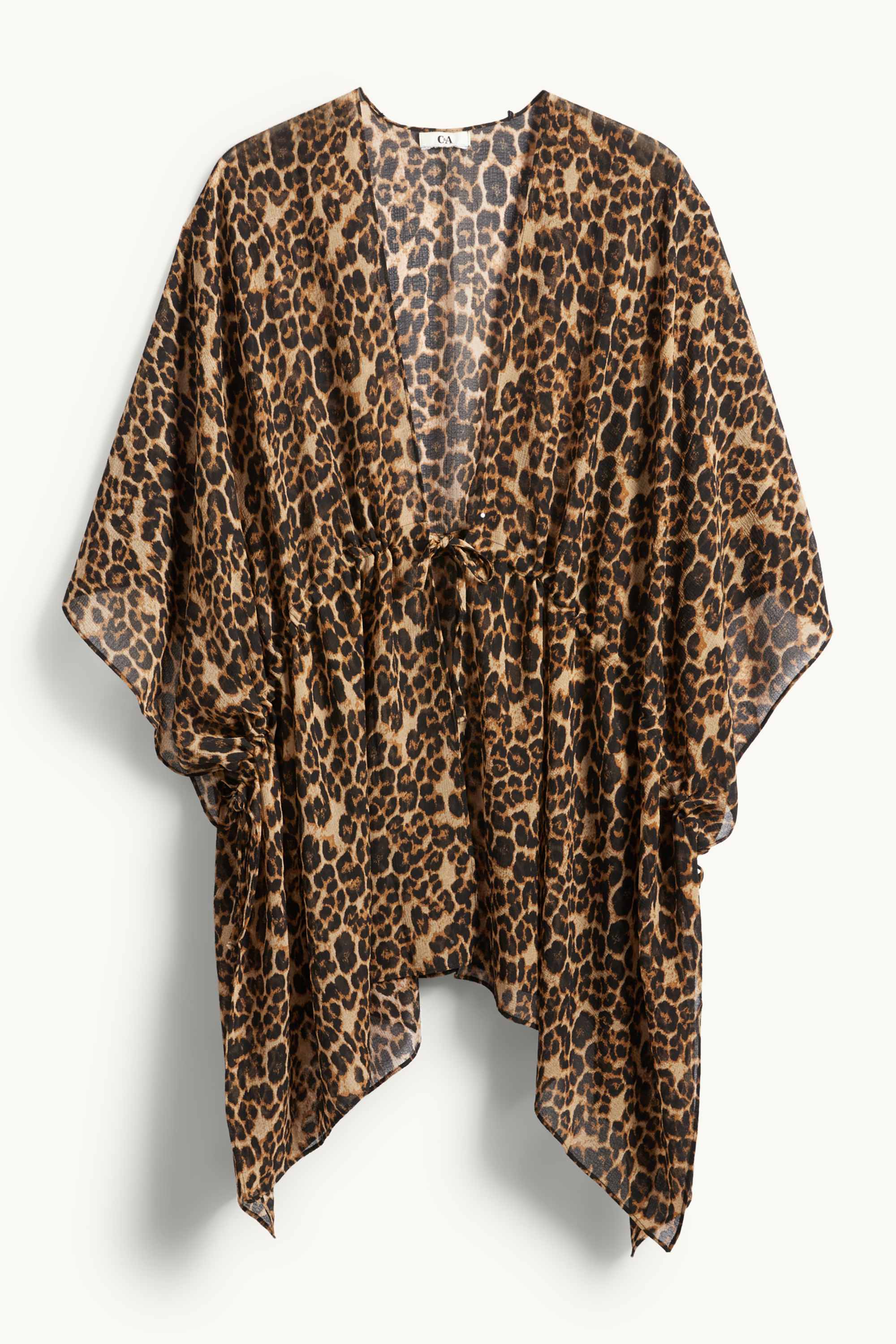 Kimono - leopard print - textured black / beige