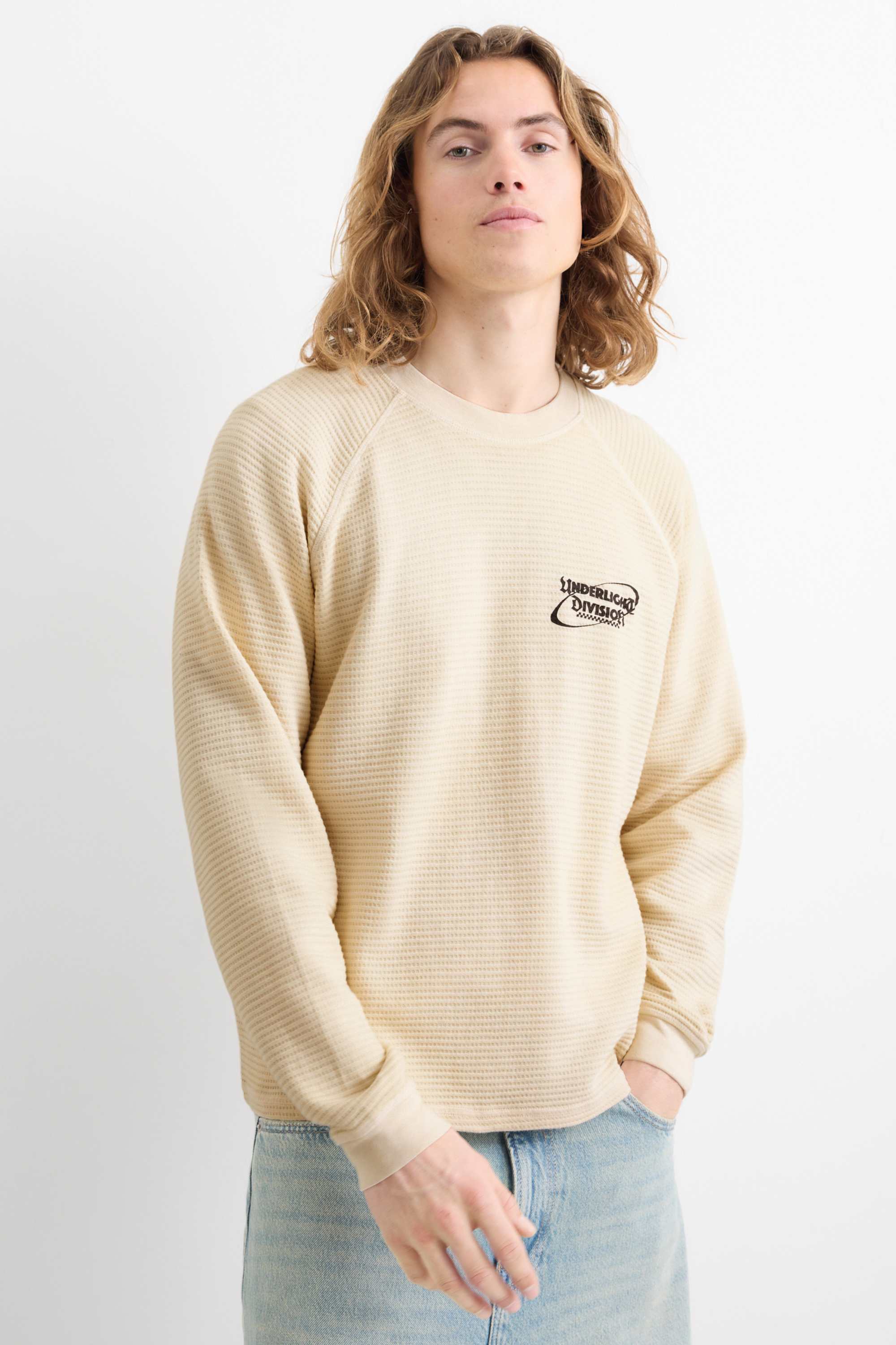 Long sleeve top - relaxed fit - textured cremewhite